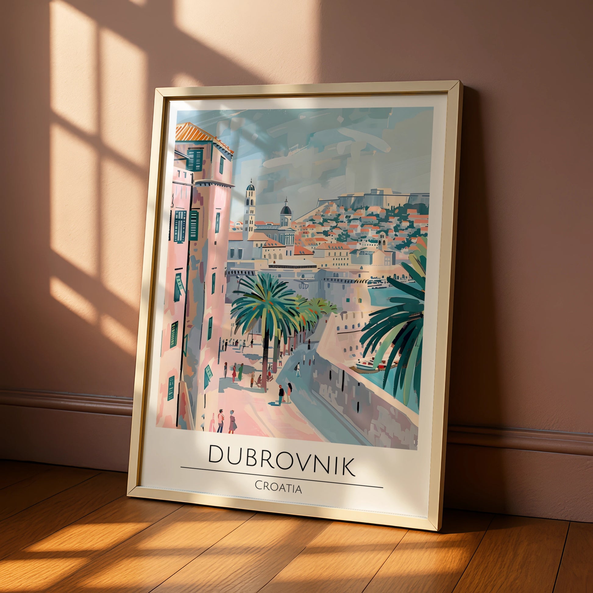 Dramatic Dubrovnik Poster, Croatia Art Print, Colourful Cityscape, Travel Wall Art