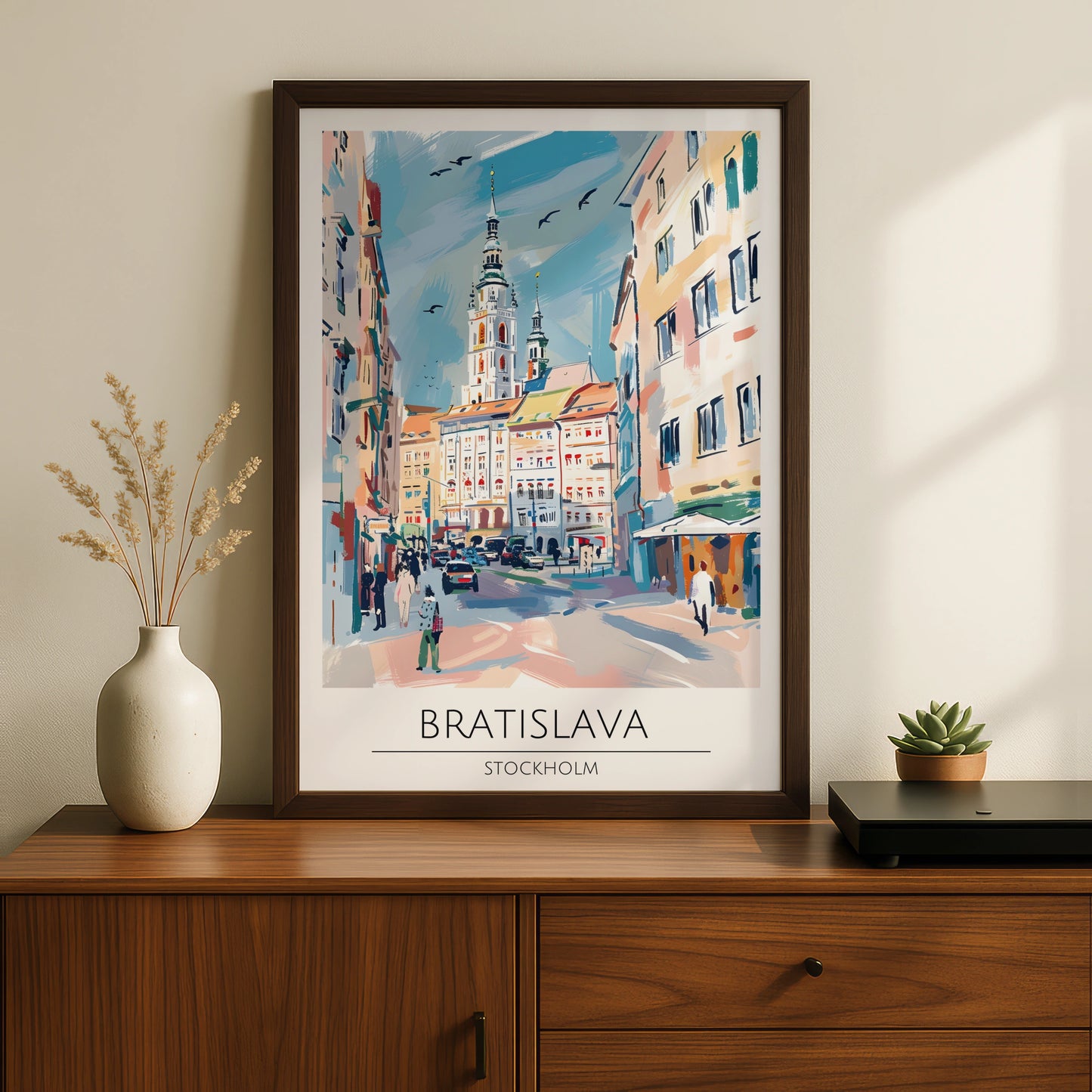 Bratislava Cityscape Poster, Vibrant Stockholm Artwork, Modern Travel Wall Art, Urban Home Decor