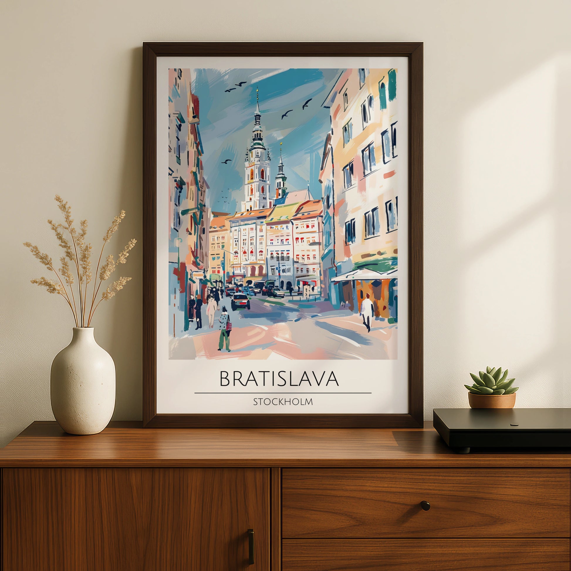 Bratislava Cityscape Poster, Vibrant Stockholm Artwork, Modern Travel Wall Art, Urban Home Decor