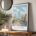 Philadelphia Cityscape Poster, USA Urban Art, Colourful Modern Print, Travel Wall Decor, Skyline Art