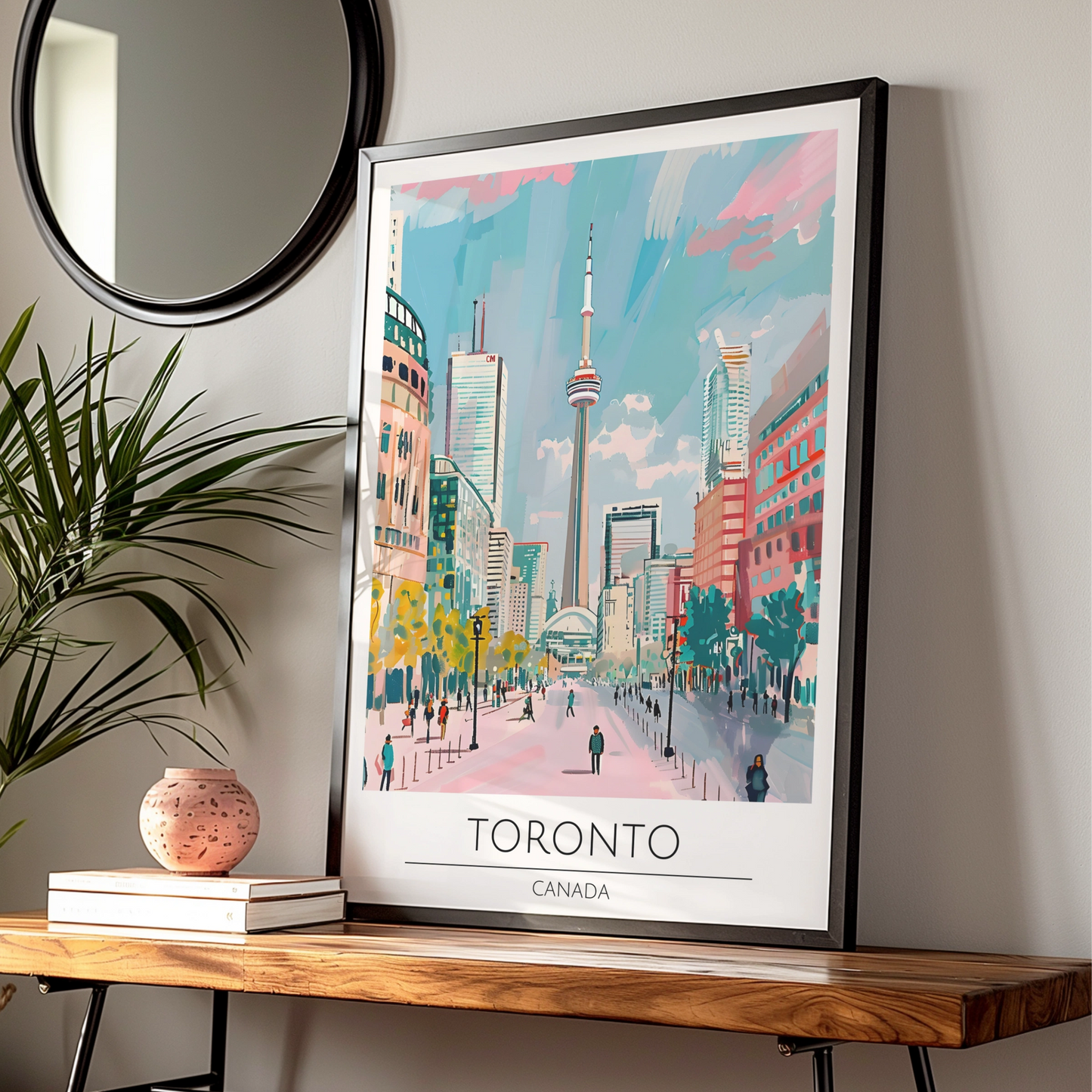 Toronto Cityscape Art Print, Colourful Skyline Poster, Canadian Wall Art, Modern Toronto Decor