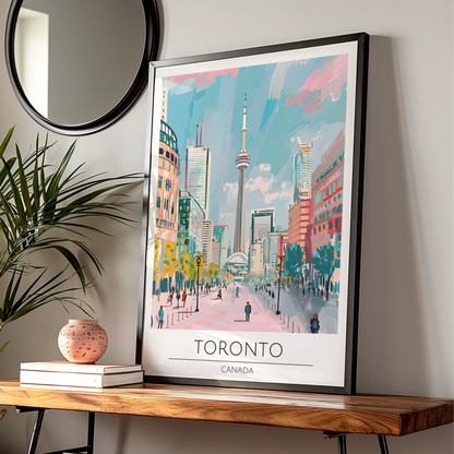 Toronto Cityscape Art Print, Colourful Skyline Poster, Canadian Wall Art, Modern Toronto Decor