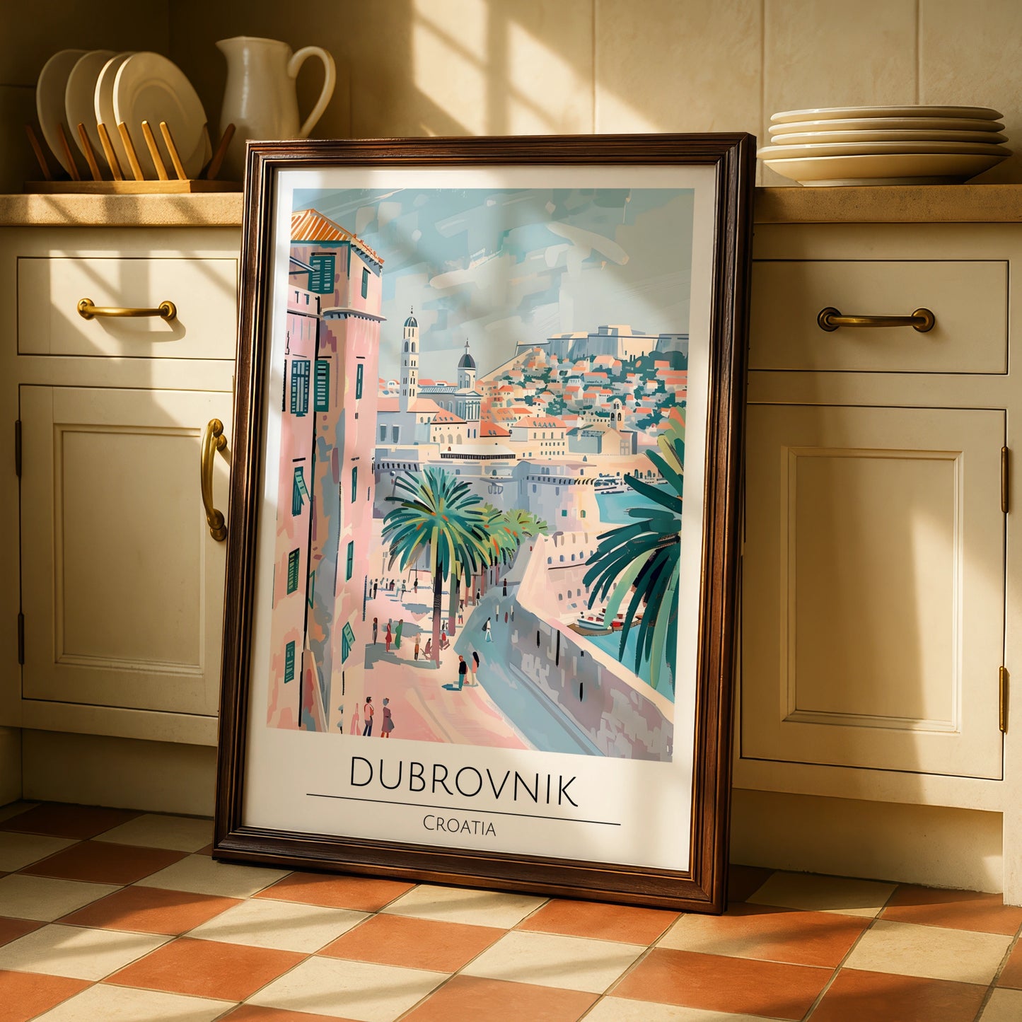Dramatic Dubrovnik Poster, Croatia Art Print, Colourful Cityscape, Travel Wall Art