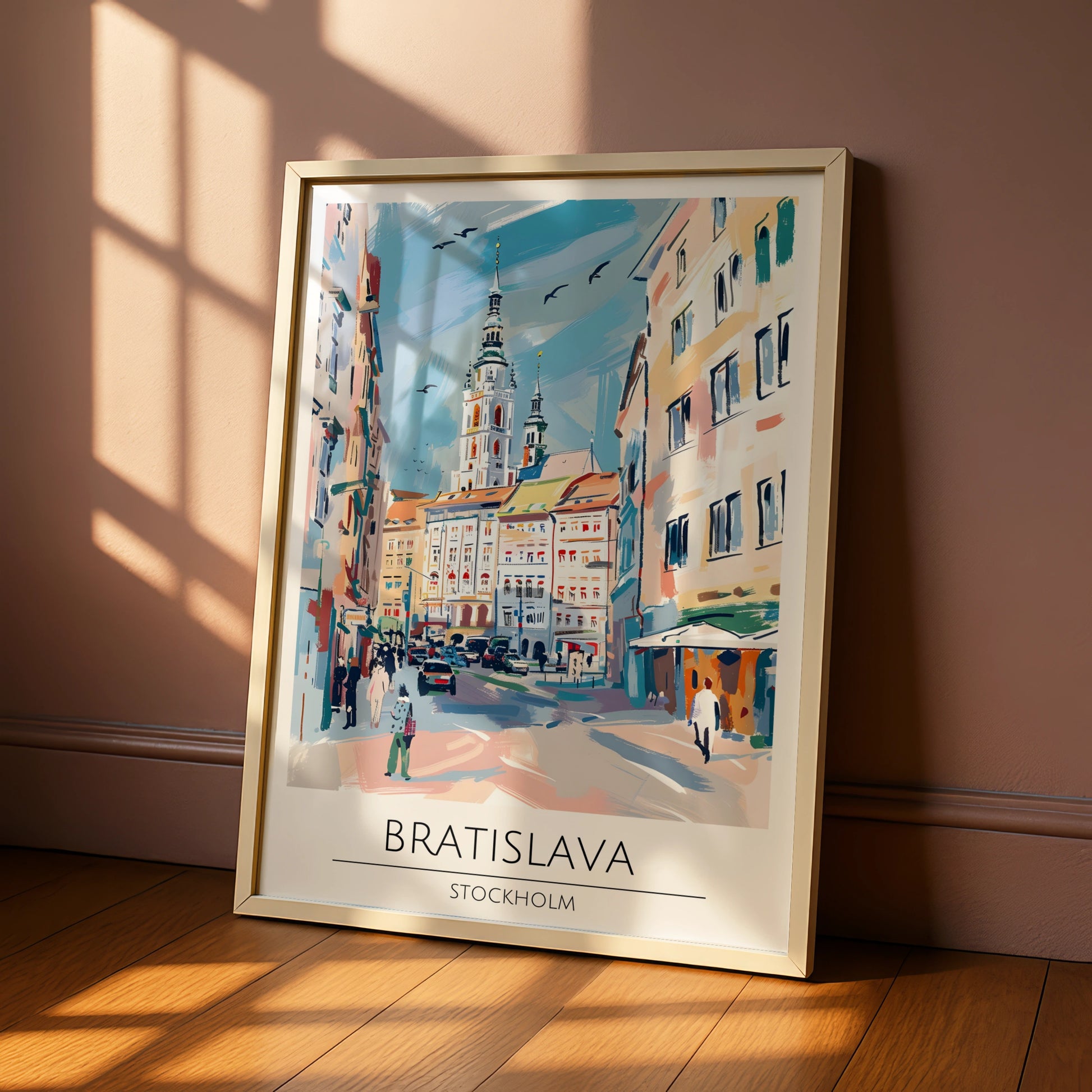Bratislava Cityscape Poster, Vibrant Stockholm Artwork, Modern Travel Wall Art, Urban Home Decor