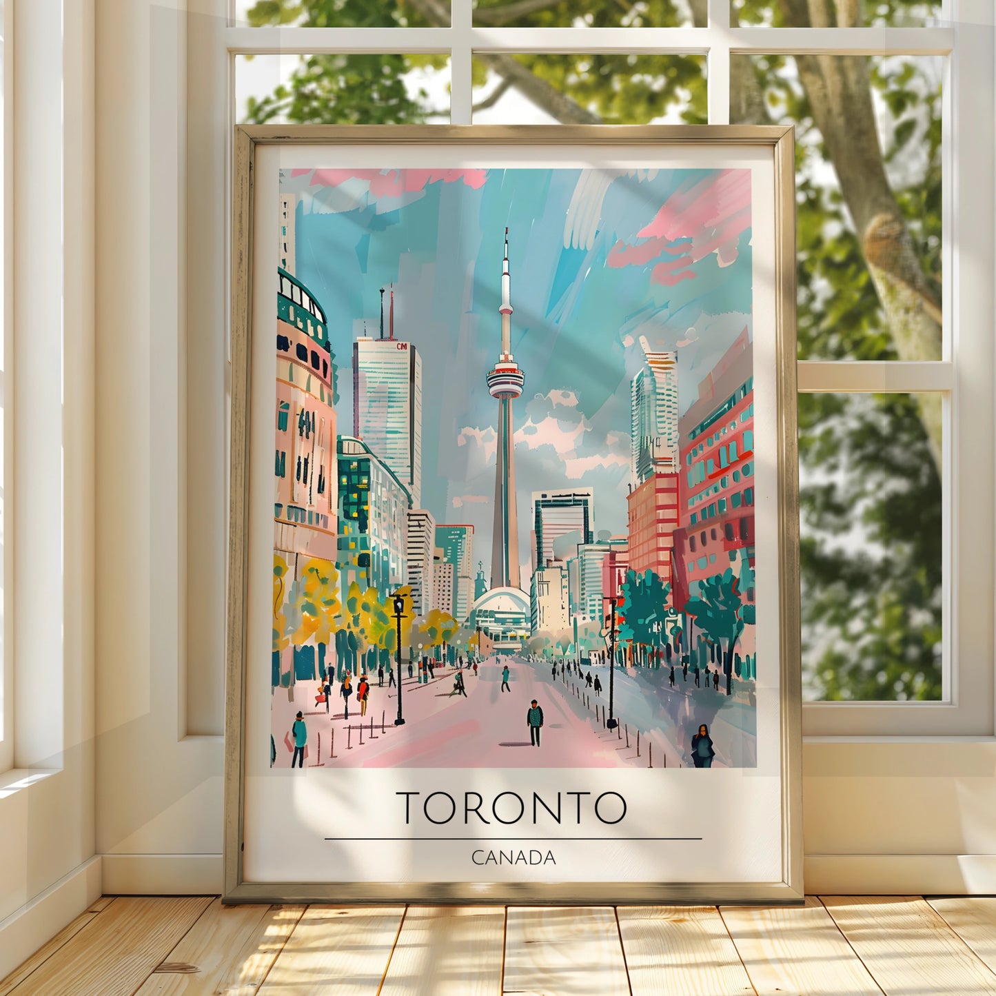 Toronto Cityscape Art Print, Colourful Skyline Poster, Canadian Wall Art, Modern Toronto Decor