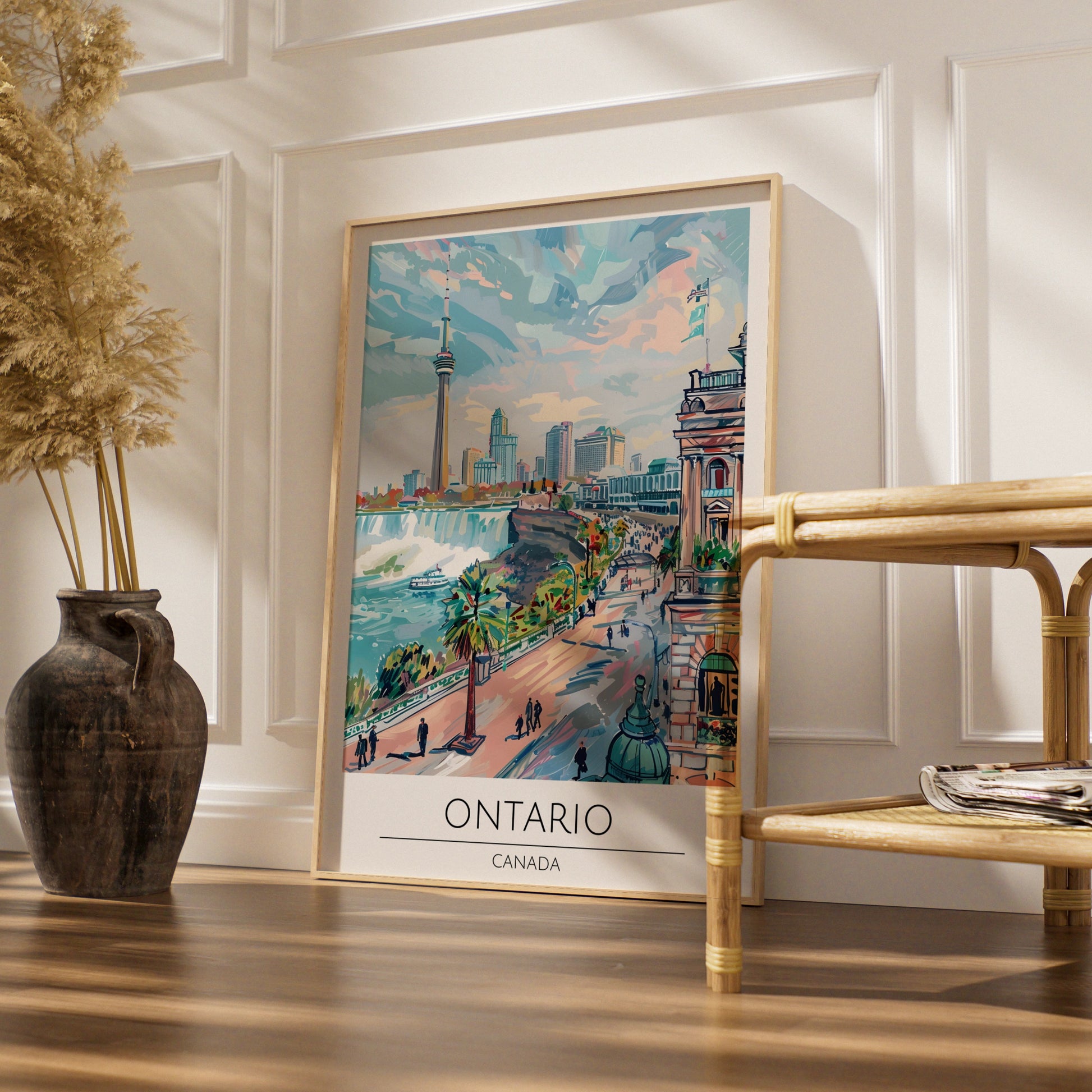 Ontario Poster, Niagara Falls Art Print, Canadian City Skyline, Modern Maximalism Wall Art