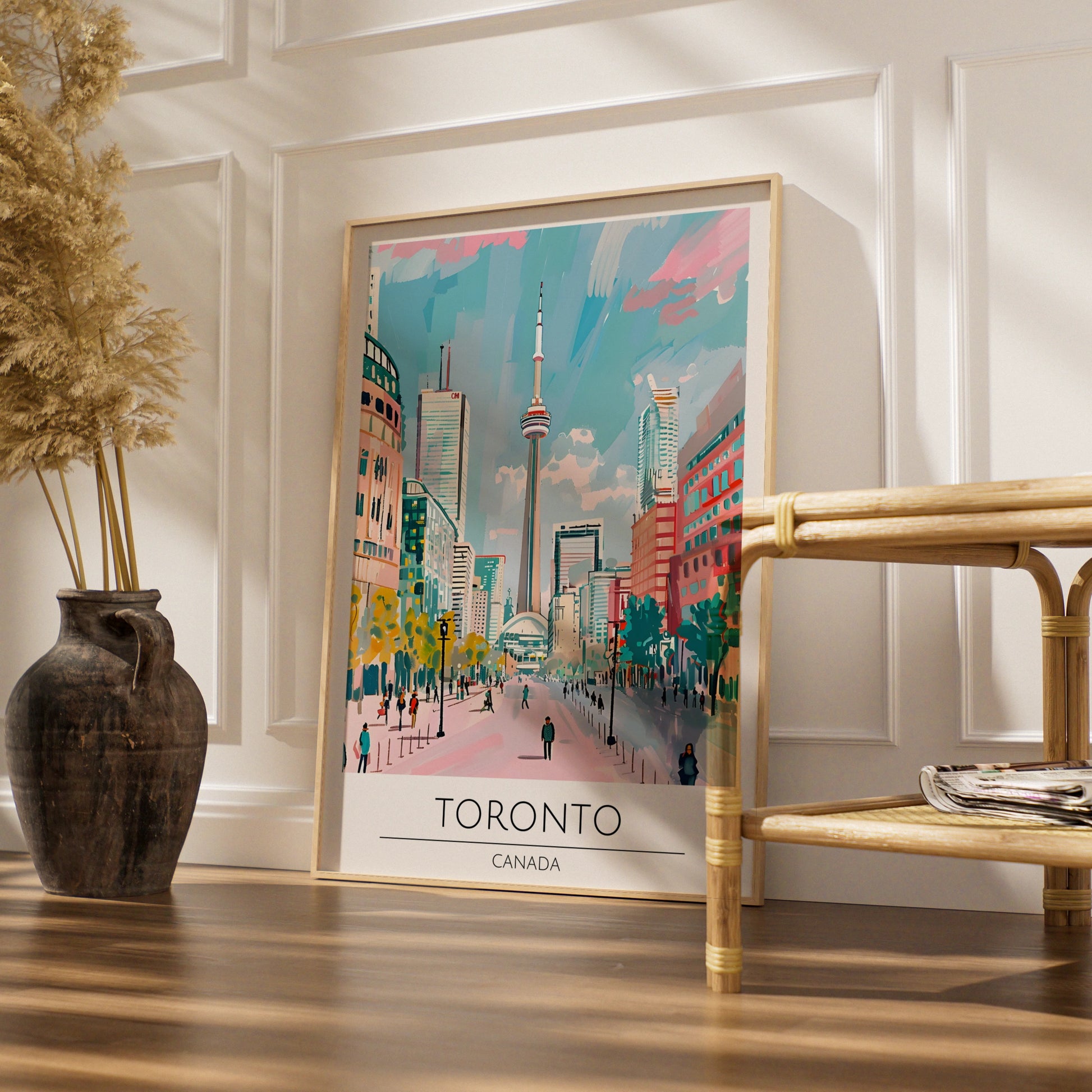 Toronto Cityscape Art Print, Colourful Skyline Poster, Canadian Wall Art, Modern Toronto Decor