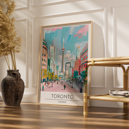 Toronto Cityscape Art Print, Colourful Skyline Poster, Canadian Wall Art, Modern Toronto Decor