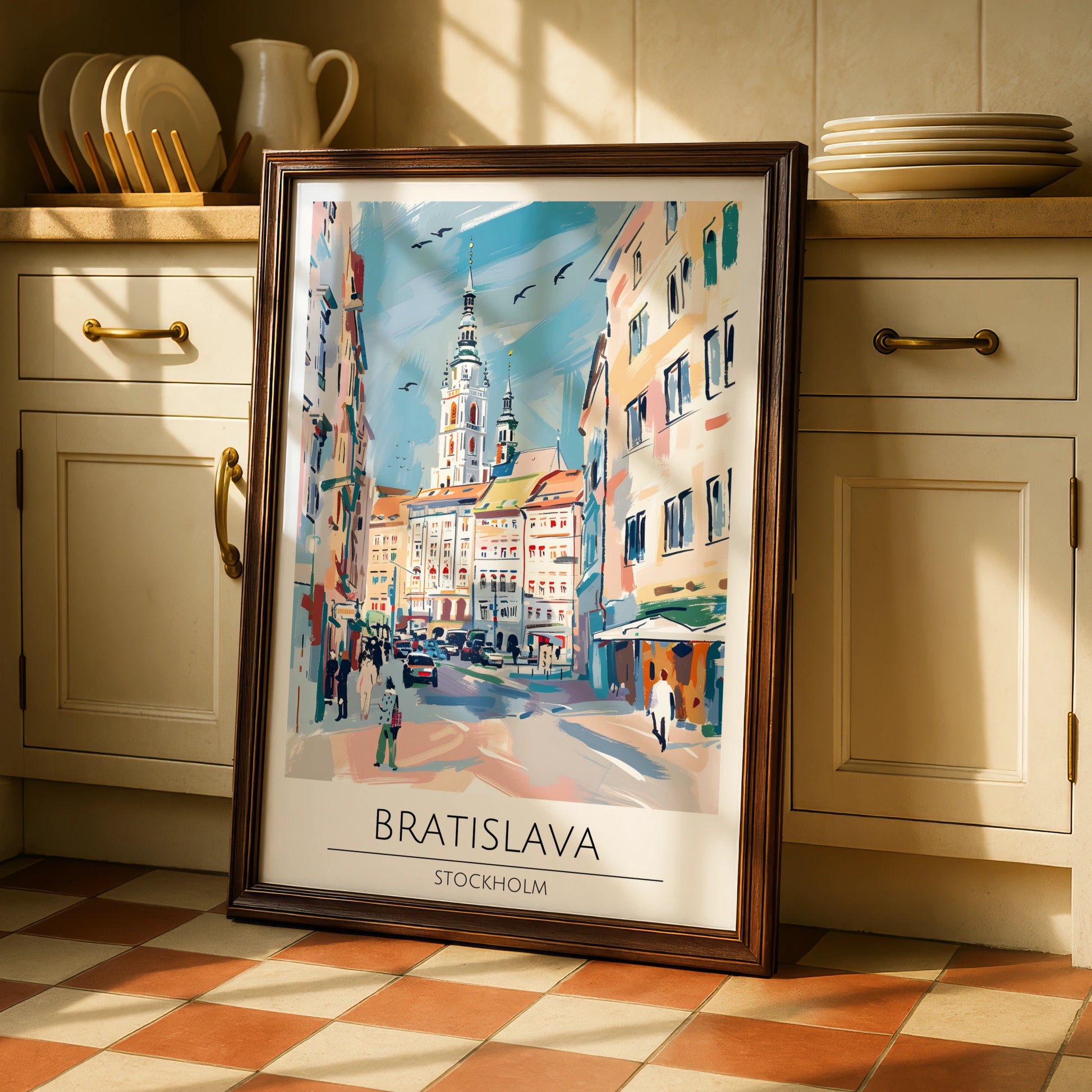 Bratislava Cityscape Poster, Vibrant Stockholm Artwork, Modern Travel Wall Art, Urban Home Decor