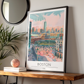 Boston City Art Print, Urban Landscape Poster, Colourful Cityscape Wall Art, Boston USA Illustration
