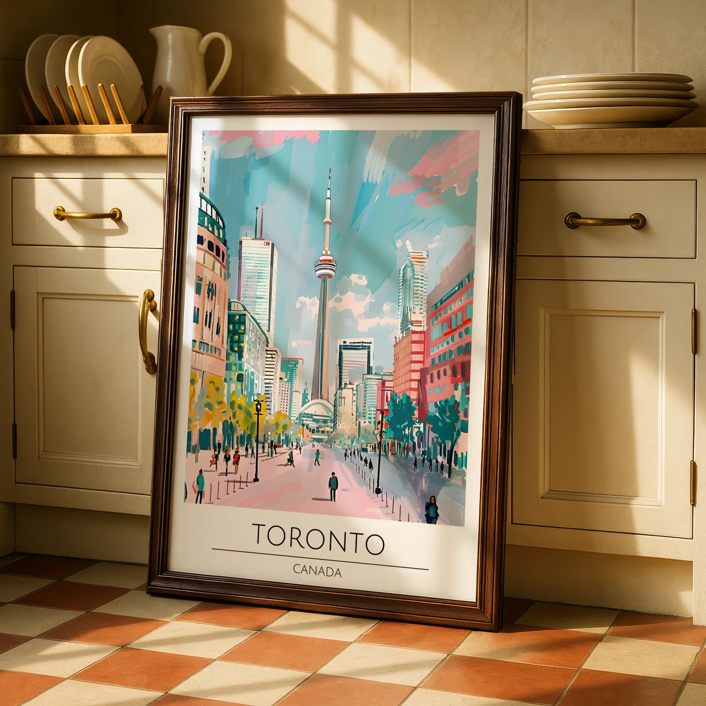 Toronto Cityscape Art Print, Colourful Skyline Poster, Canadian Wall Art, Modern Toronto Decor