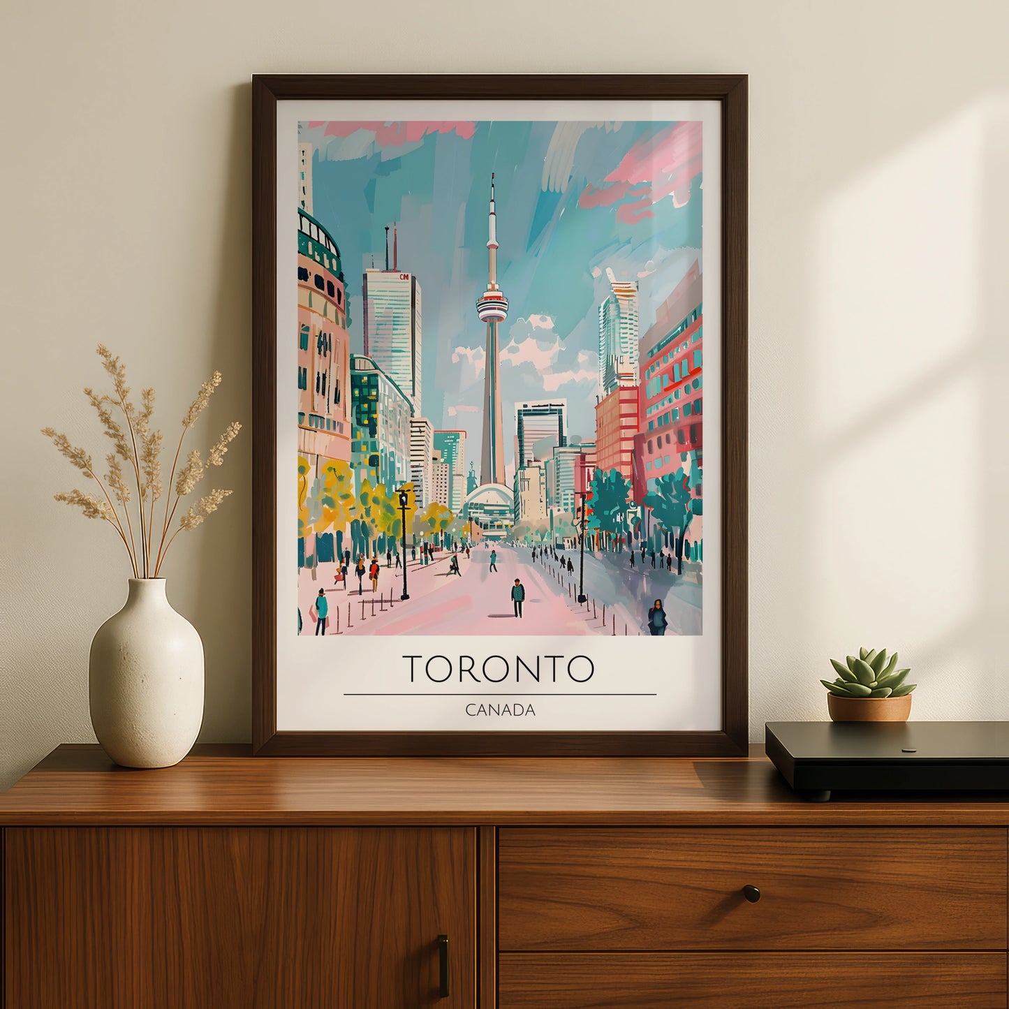 Toronto Cityscape Art Print, Colourful Skyline Poster, Canadian Wall Art, Modern Toronto Decor