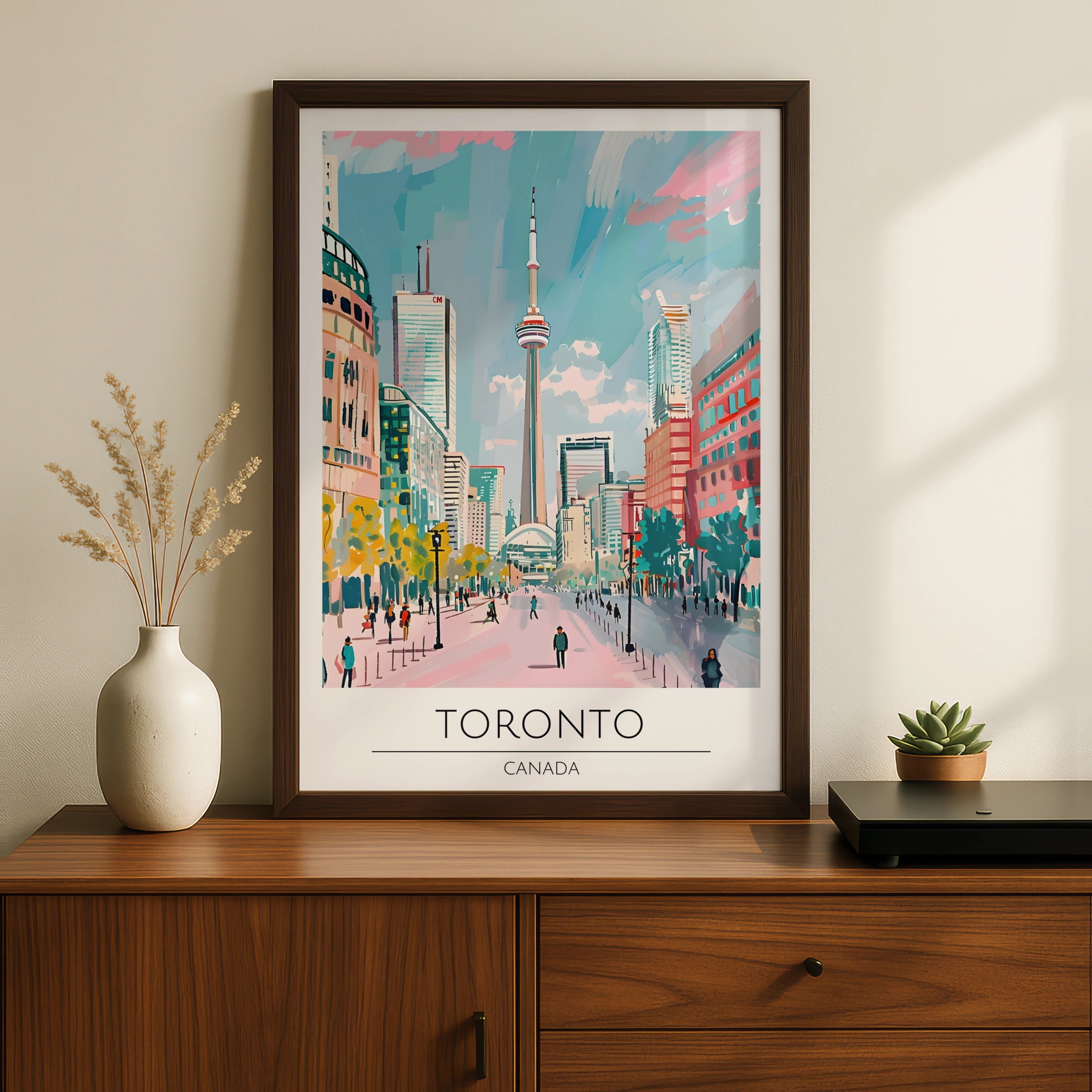 Toronto Cityscape Art Print, Colourful Skyline Poster, Canadian Wall Art, Modern Toronto Decor