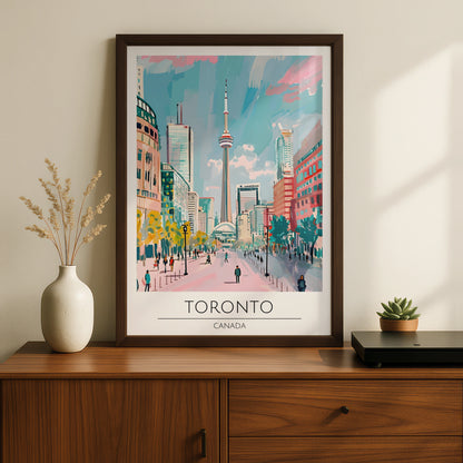 Toronto Cityscape Art Print, Colourful Skyline Poster, Canadian Wall Art, Modern Toronto Decor