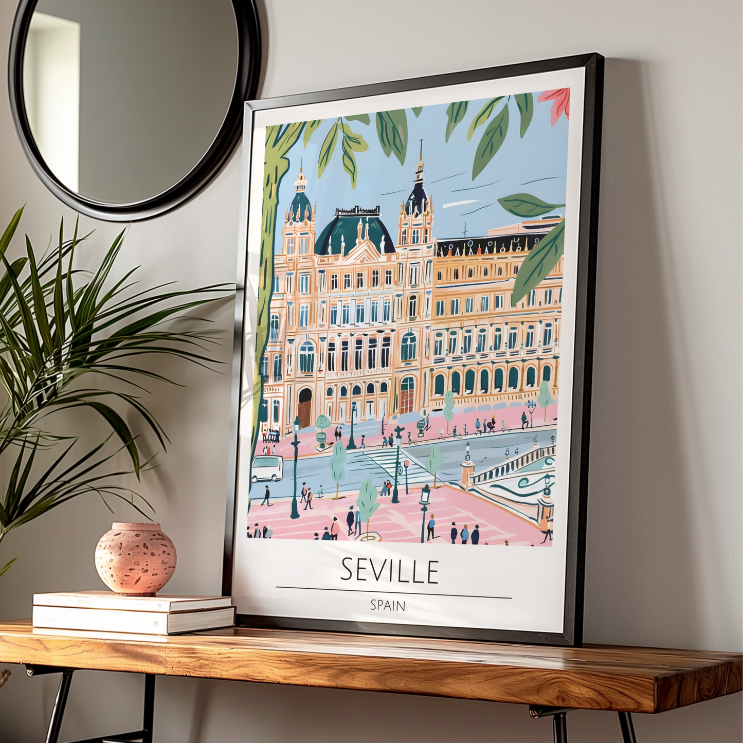 Seville Art Print, Spanish City Poster, Colourful Illustration of Seville, Vibrant Wall Art, Travel