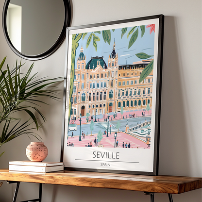 Seville Art Print, Spanish City Poster, Colourful Illustration of Seville, Vibrant Wall Art, Travel