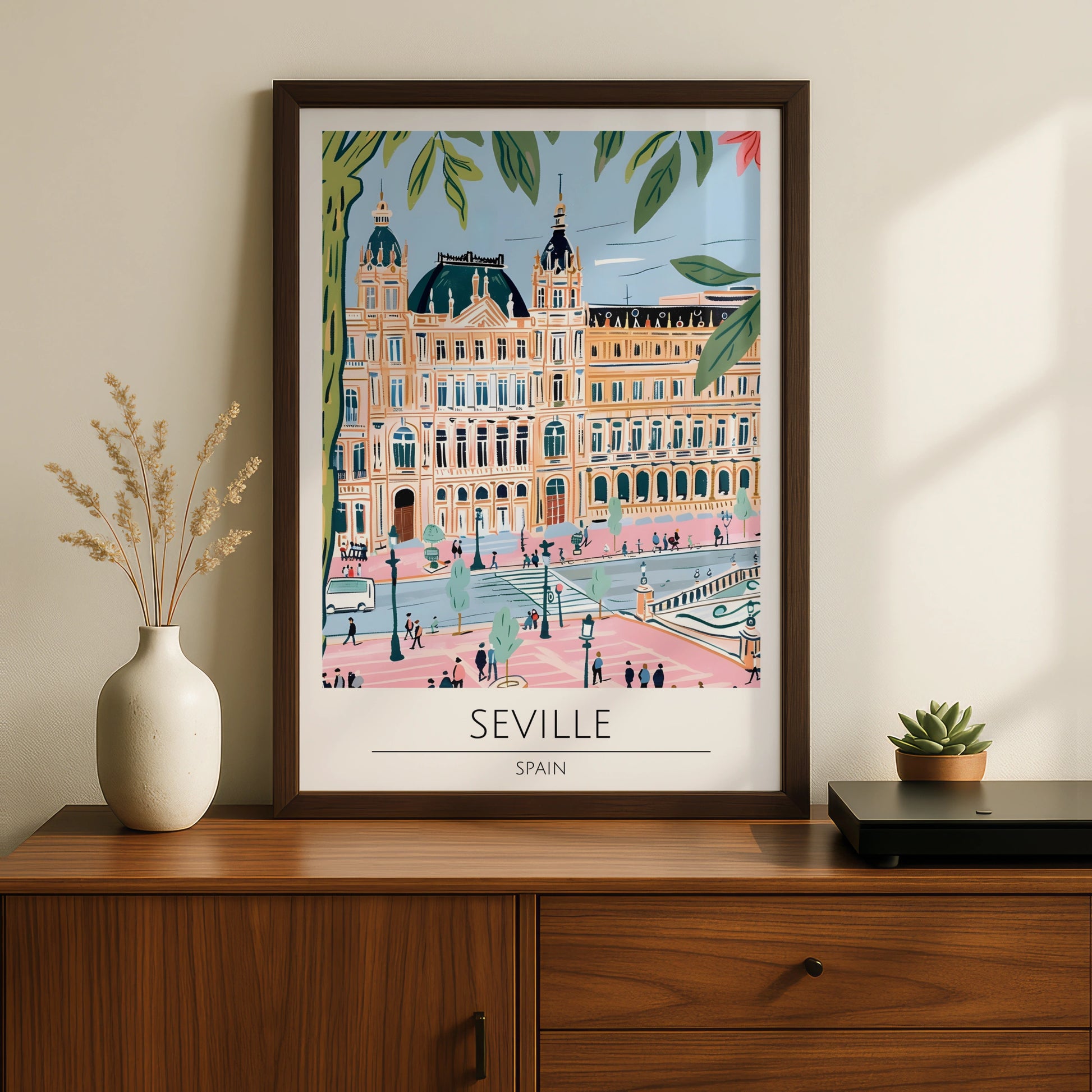 Seville Art Print, Spanish City Poster, Colourful Illustration of Seville, Vibrant Wall Art, Travel