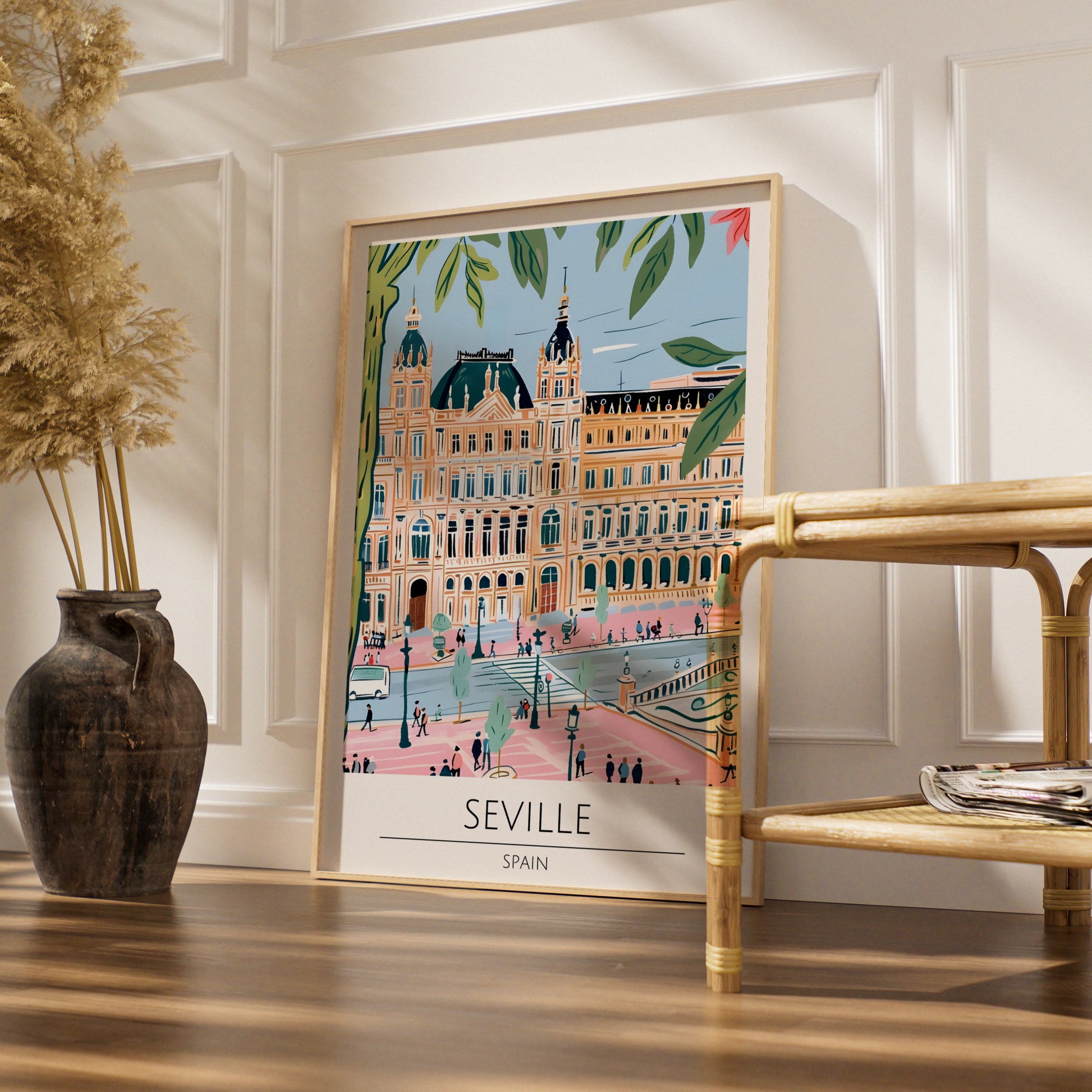 Seville Art Print, Spanish City Poster, Colourful Illustration of Seville, Vibrant Wall Art, Travel