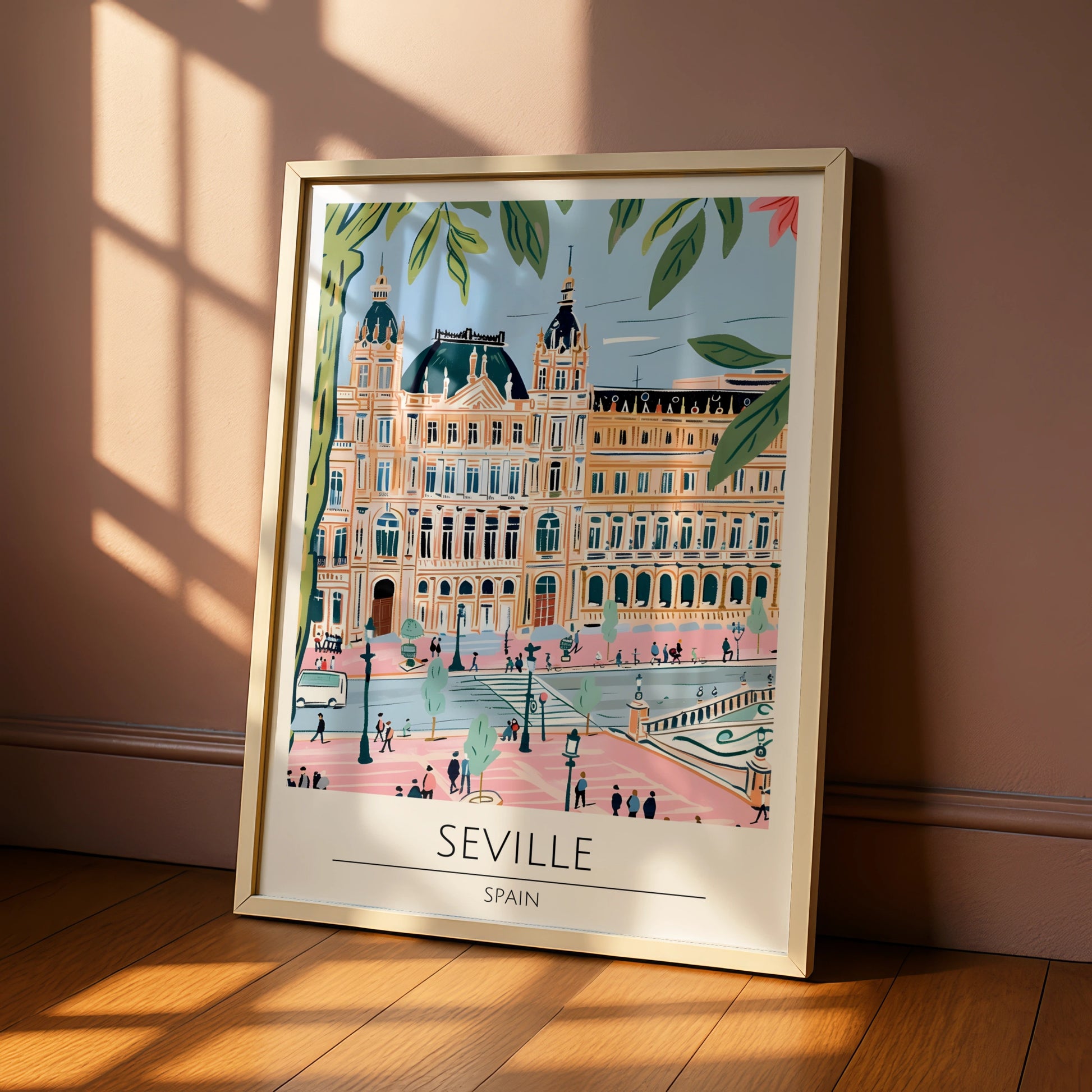 Seville Art Print, Spanish City Poster, Colourful Illustration of Seville, Vibrant Wall Art, Travel