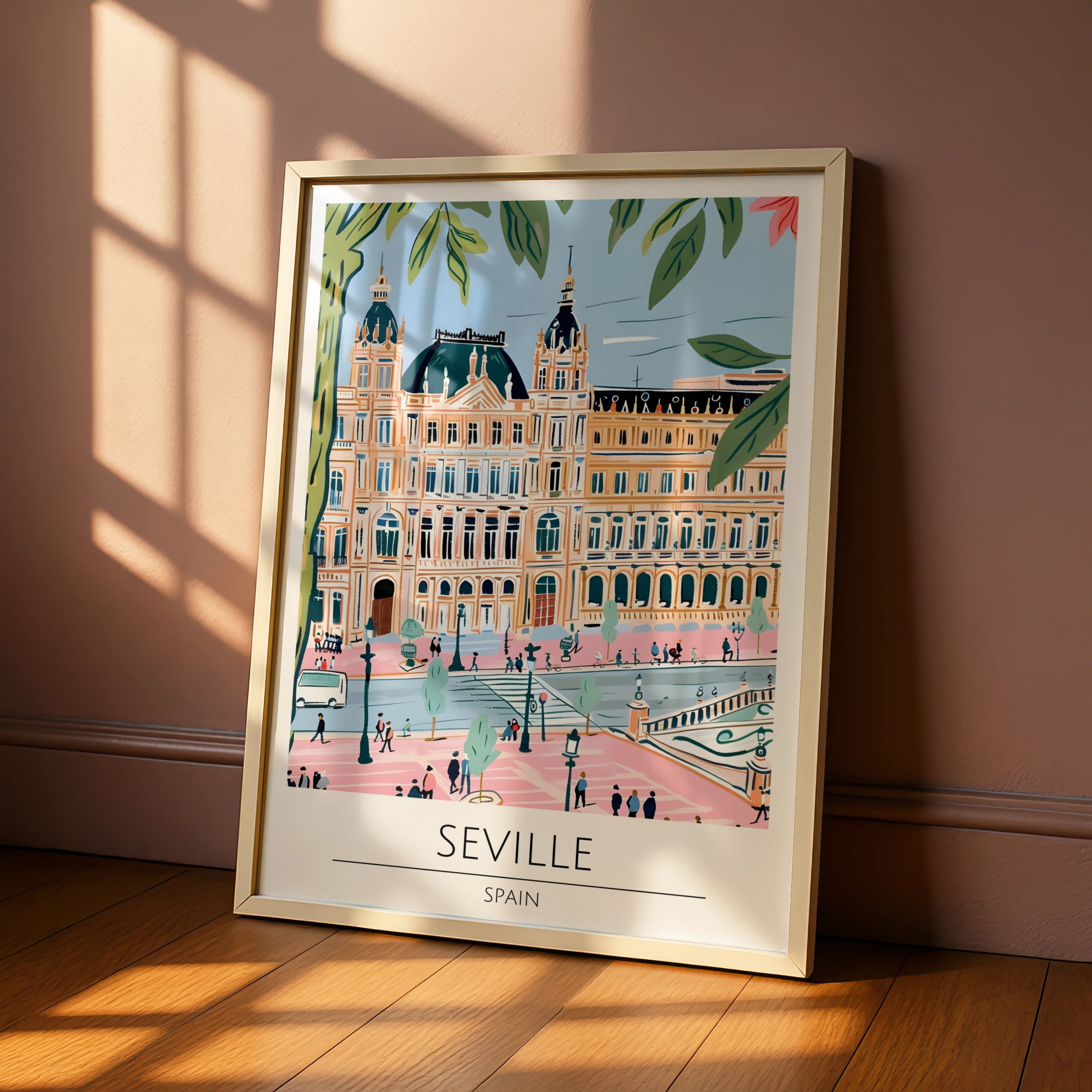 Seville Art Print, Spanish City Poster, Colourful Illustration of Seville, Vibrant Wall Art, Travel