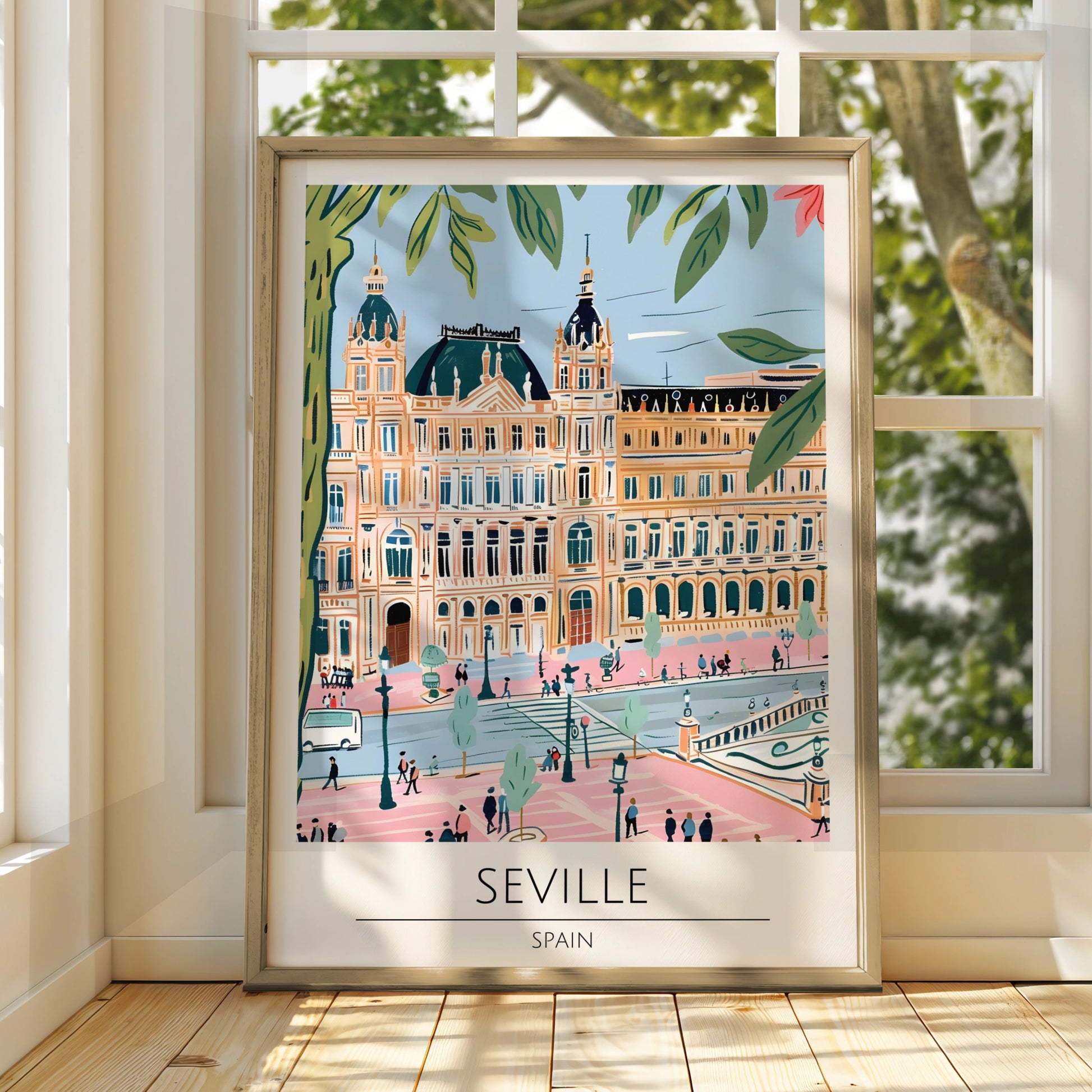 Seville Art Print, Spanish City Poster, Colourful Illustration of Seville, Vibrant Wall Art, Travel