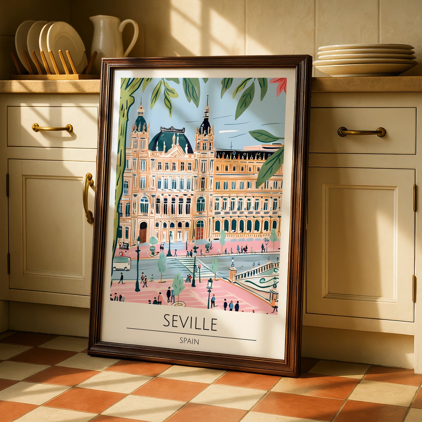 Seville Art Print, Spanish City Poster, Colourful Illustration of Seville, Vibrant Wall Art, Travel