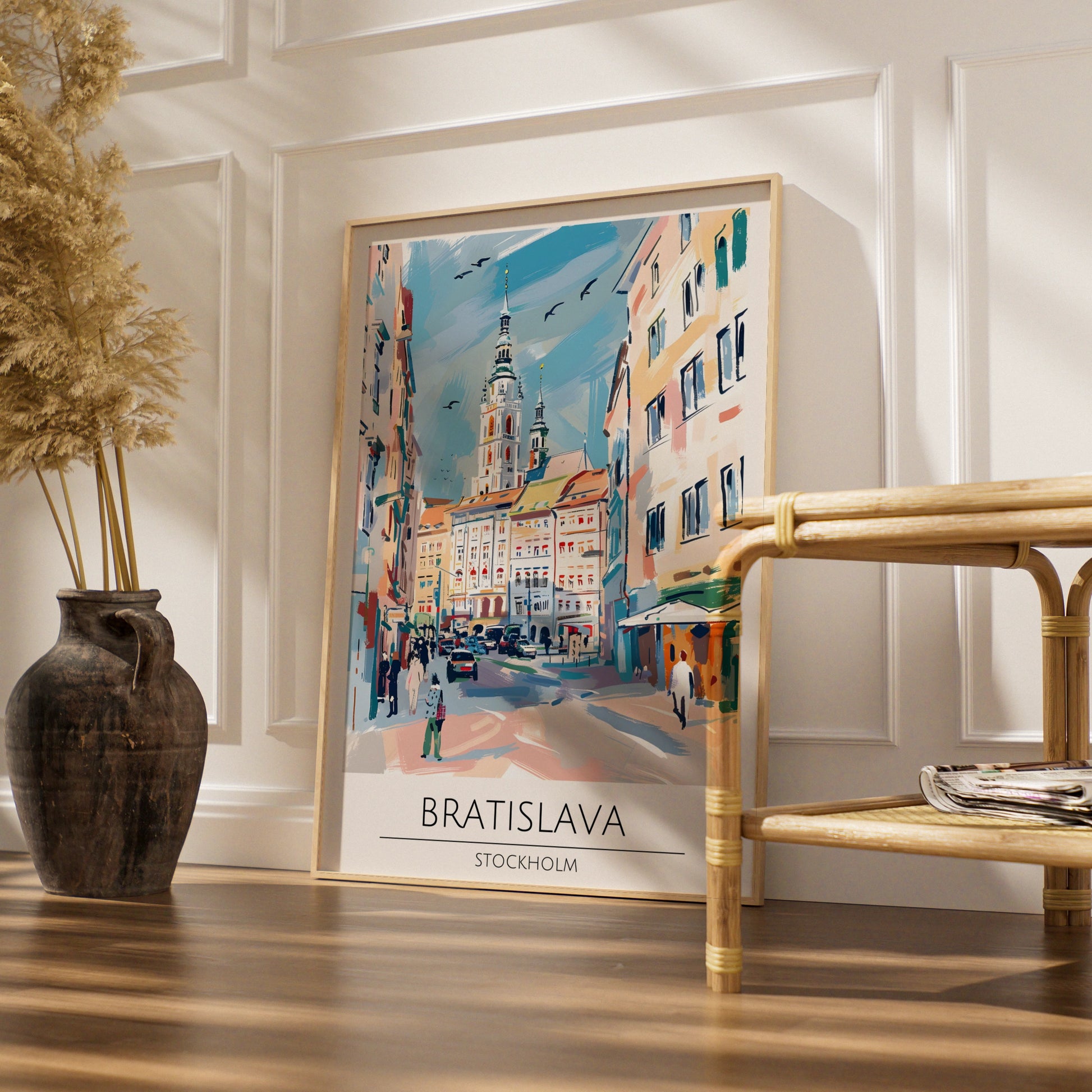 Bratislava Cityscape Poster, Vibrant Stockholm Artwork, Modern Travel Wall Art, Urban Home Decor