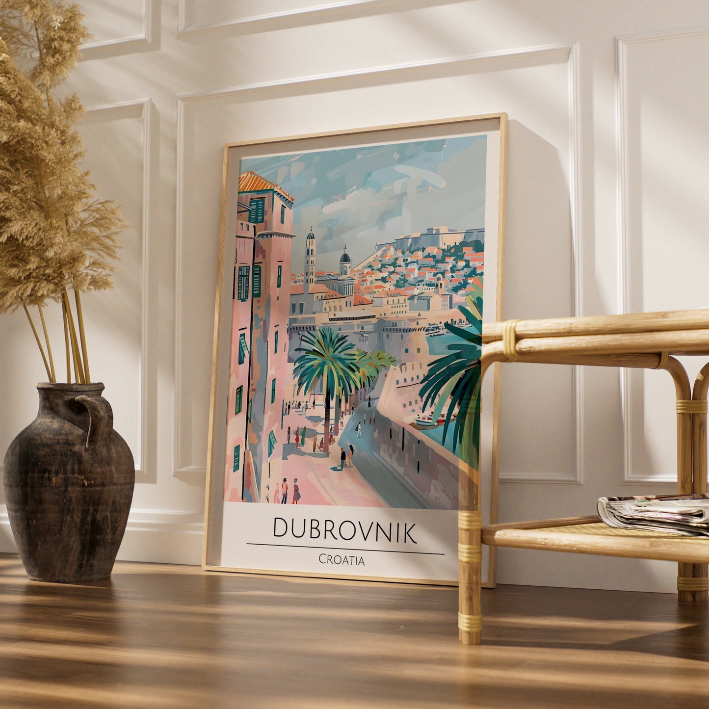 Dramatic Dubrovnik Poster, Croatia Art Print, Colourful Cityscape, Travel Wall Art