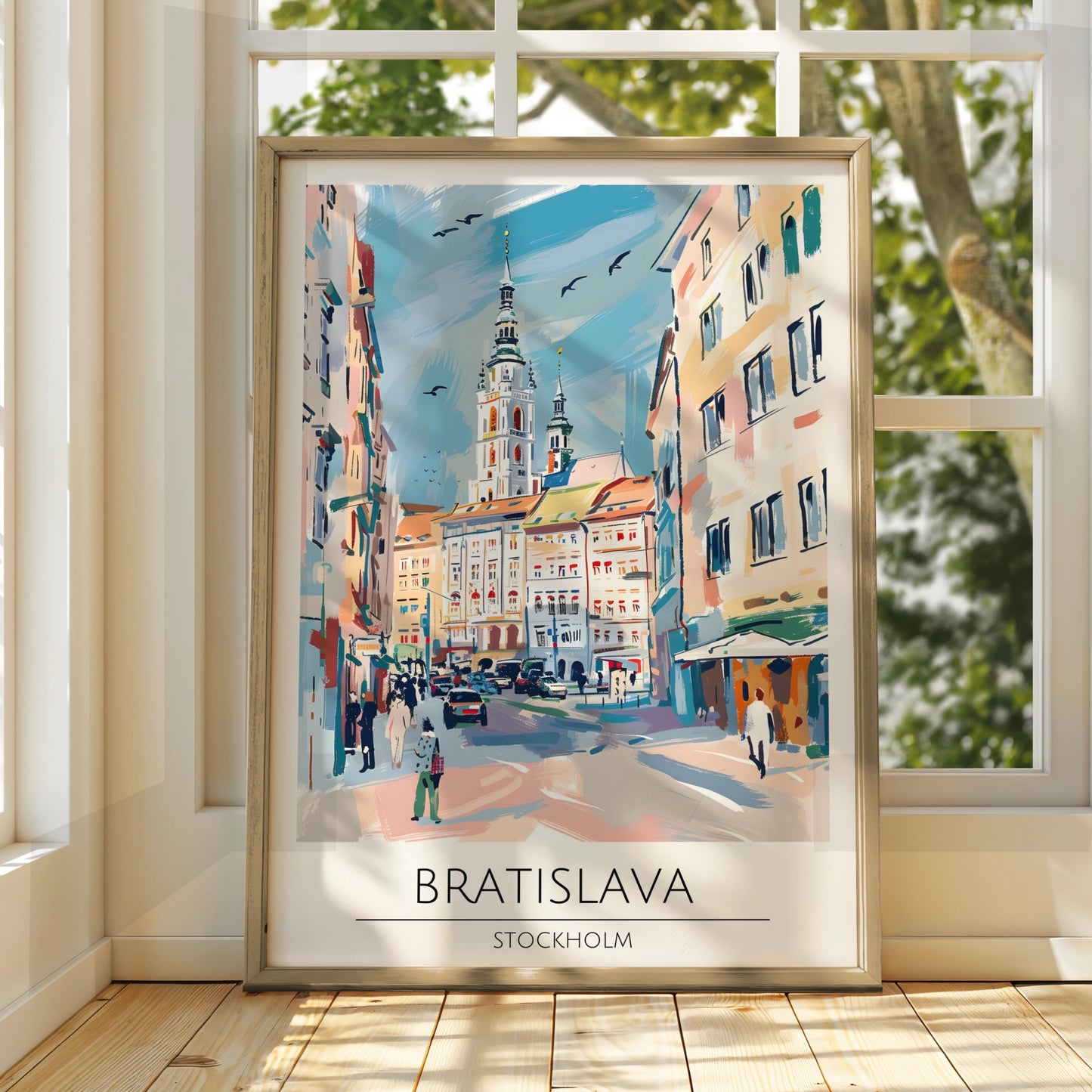 Bratislava Cityscape Poster, Vibrant Stockholm Artwork, Modern Travel Wall Art, Urban Home Decor