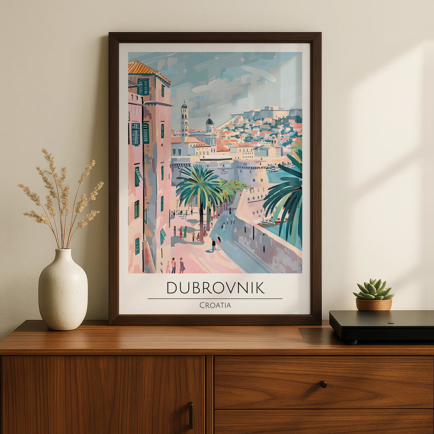 Dramatic Dubrovnik Poster, Croatia Art Print, Colourful Cityscape, Travel Wall Art