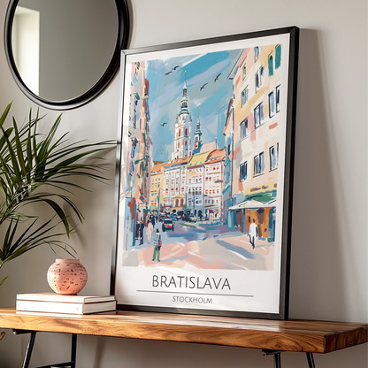 Bratislava Cityscape Poster, Vibrant Stockholm Artwork, Modern Travel Wall Art, Urban Home Decor