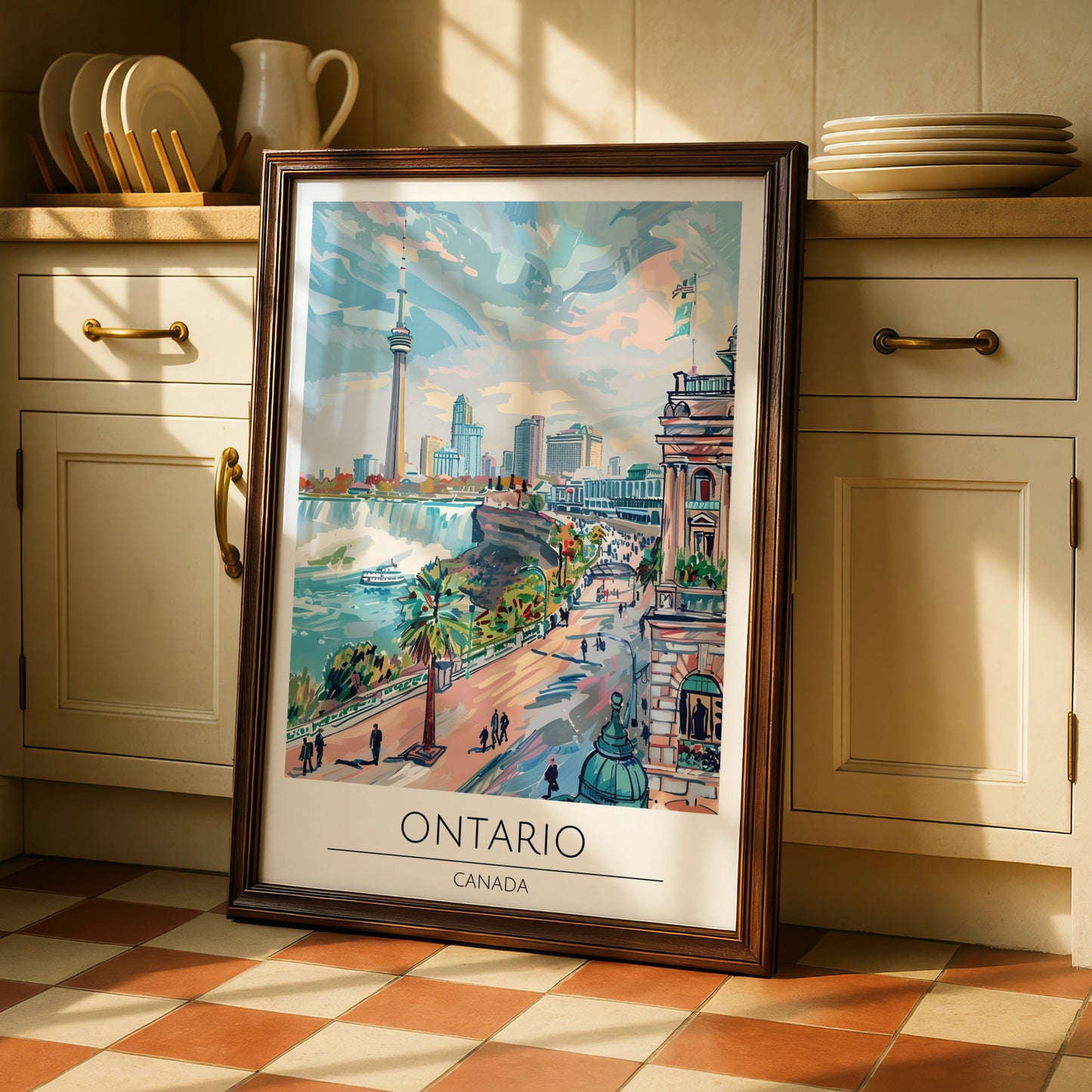 Ontario Poster, Niagara Falls Art Print, Canadian City Skyline, Modern Maximalism Wall Art