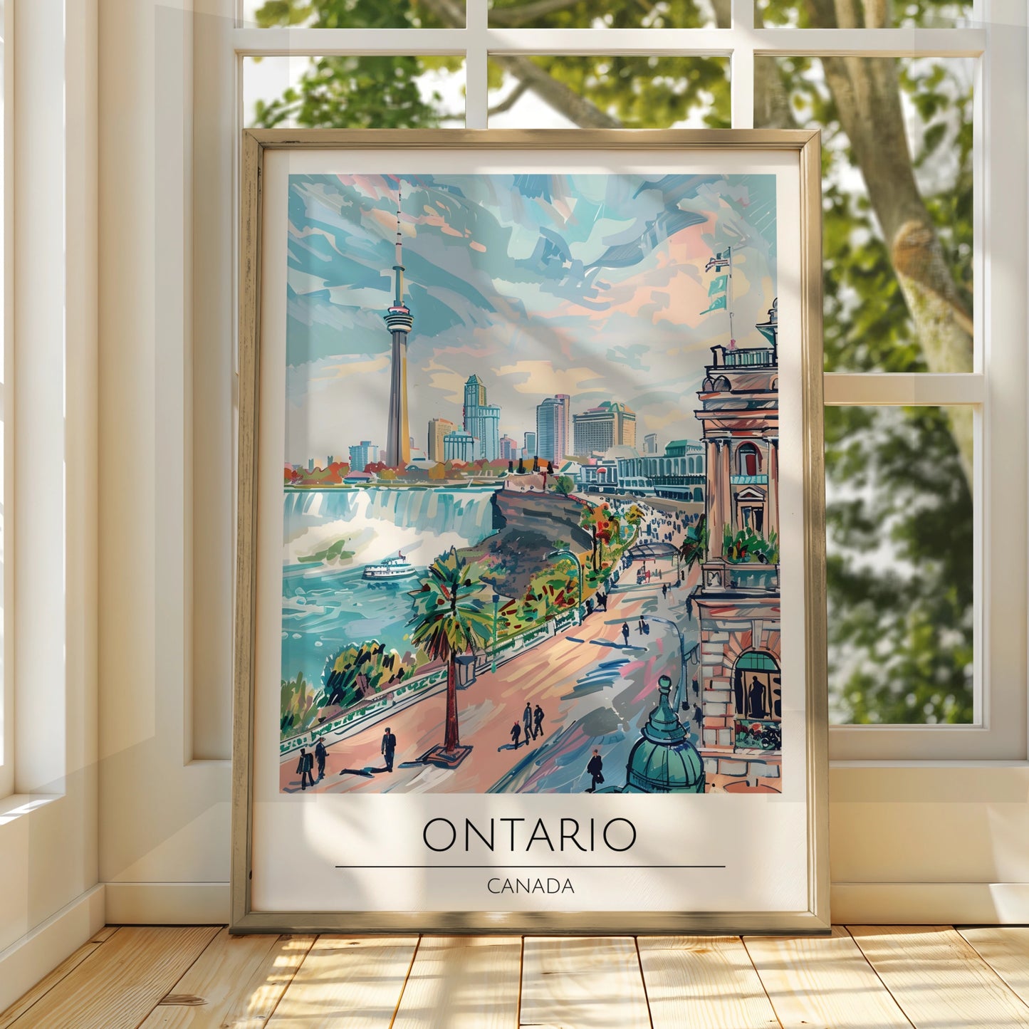 Ontario Poster, Niagara Falls Art Print, Canadian City Skyline, Modern Maximalism Wall Art