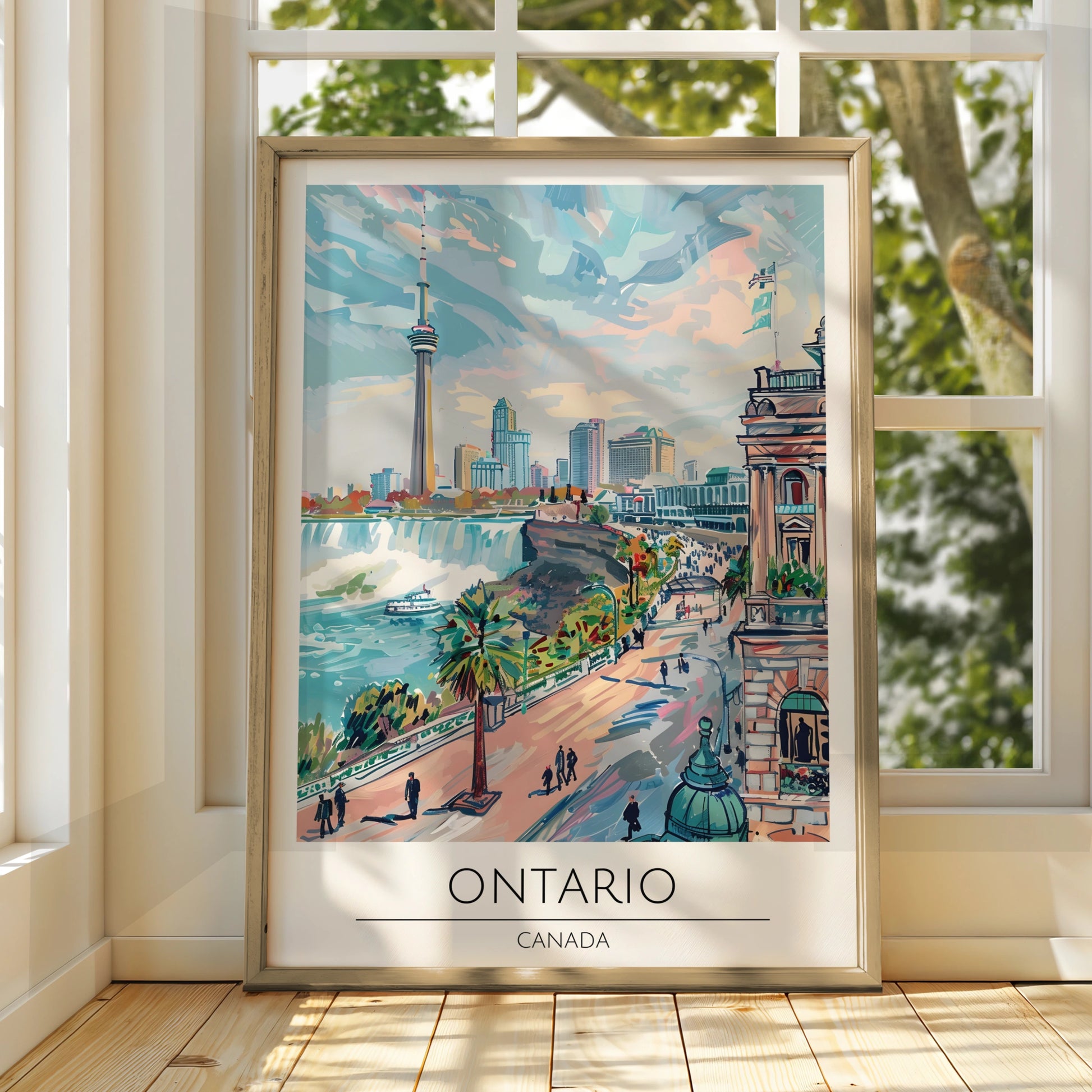 Ontario Poster, Niagara Falls Art Print, Canadian City Skyline, Modern Maximalism Wall Art