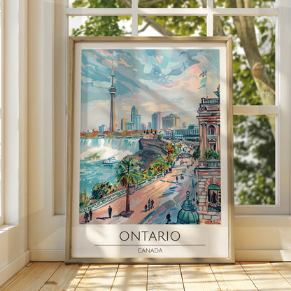 Ontario Poster, Niagara Falls Art Print, Canadian City Skyline, Modern Maximalism Wall Art