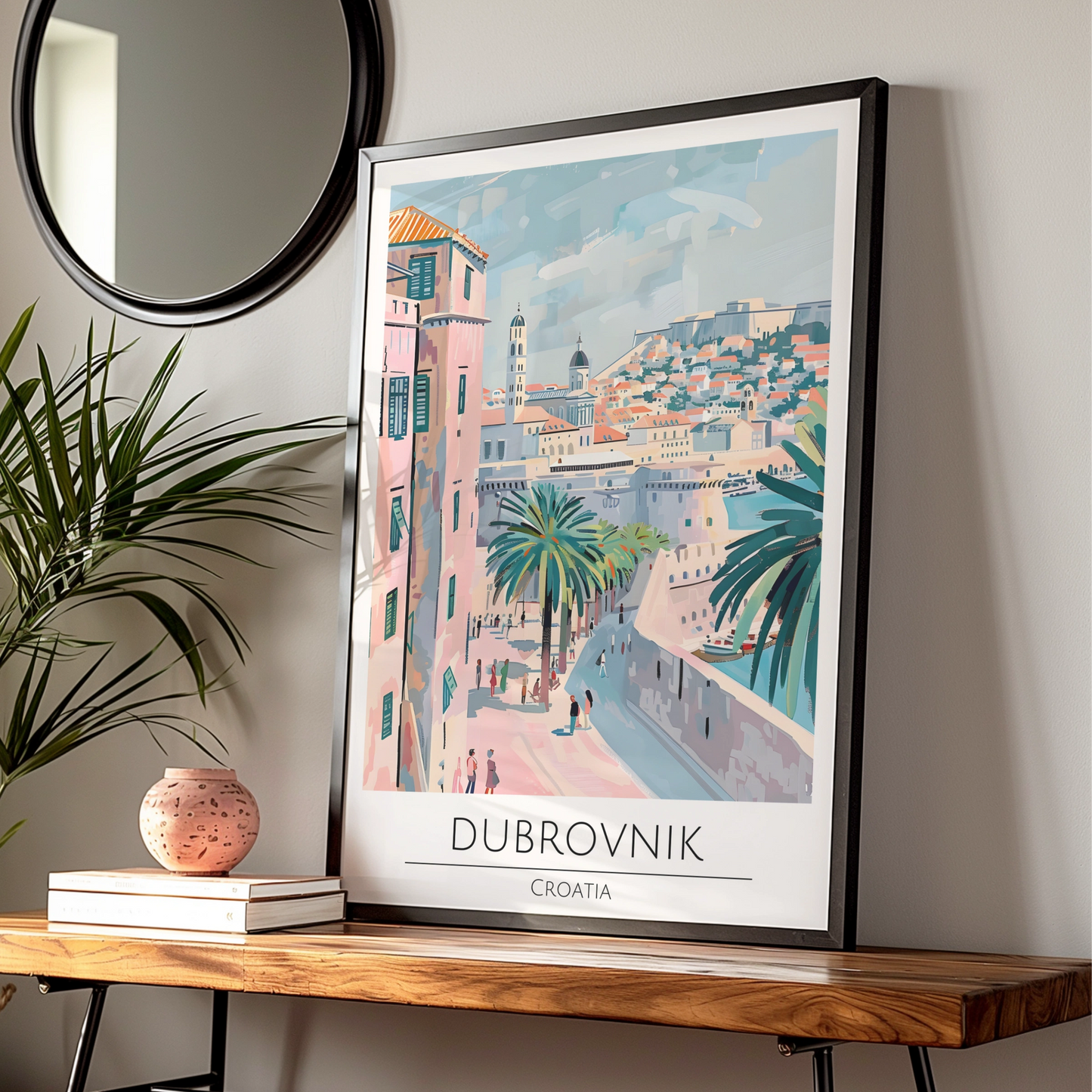 Dramatic Dubrovnik Poster, Croatia Art Print, Colourful Cityscape, Travel Wall Art