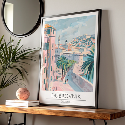 Dramatic Dubrovnik Poster, Croatia Art Print, Colourful Cityscape, Travel Wall Art