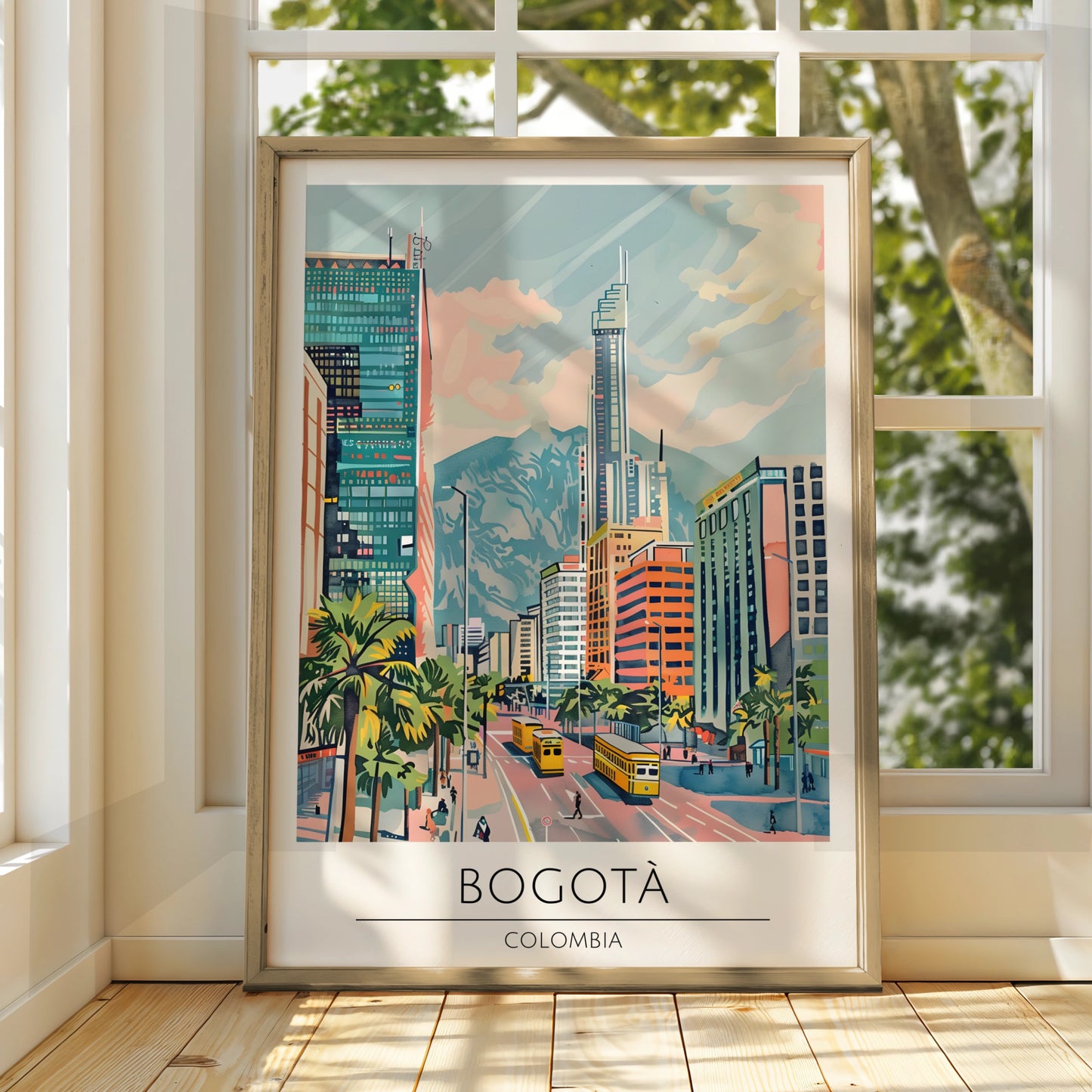 Bogota Art Print, Colombian City Poster, Urban Landscape Wall Decor, Vibrant Columbia Art, Modern