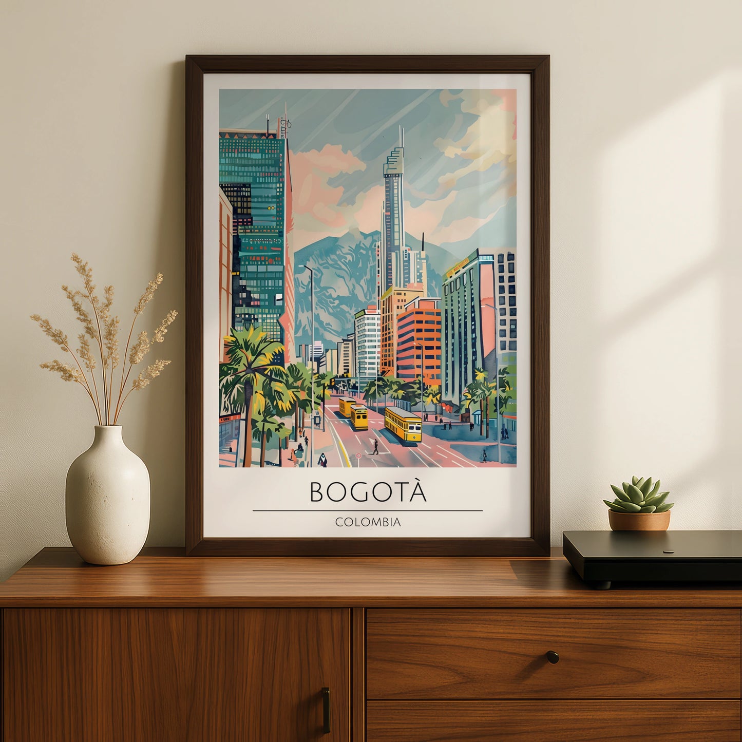 Bogota Art Print, Colombian City Poster, Urban Landscape Wall Decor, Vibrant Columbia Art, Modern
