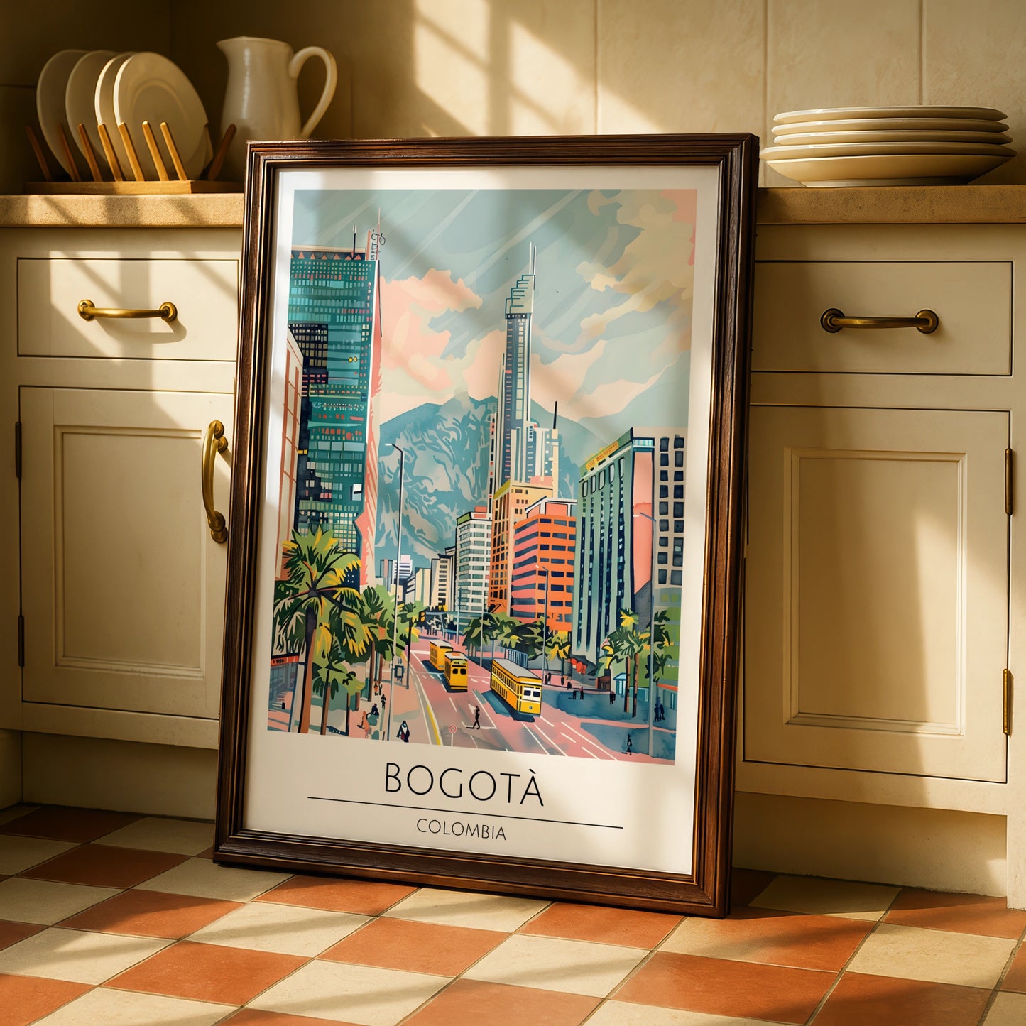 Bogota Art Print, Colombian City Poster, Urban Landscape Wall Decor, Vibrant Columbia Art, Modern