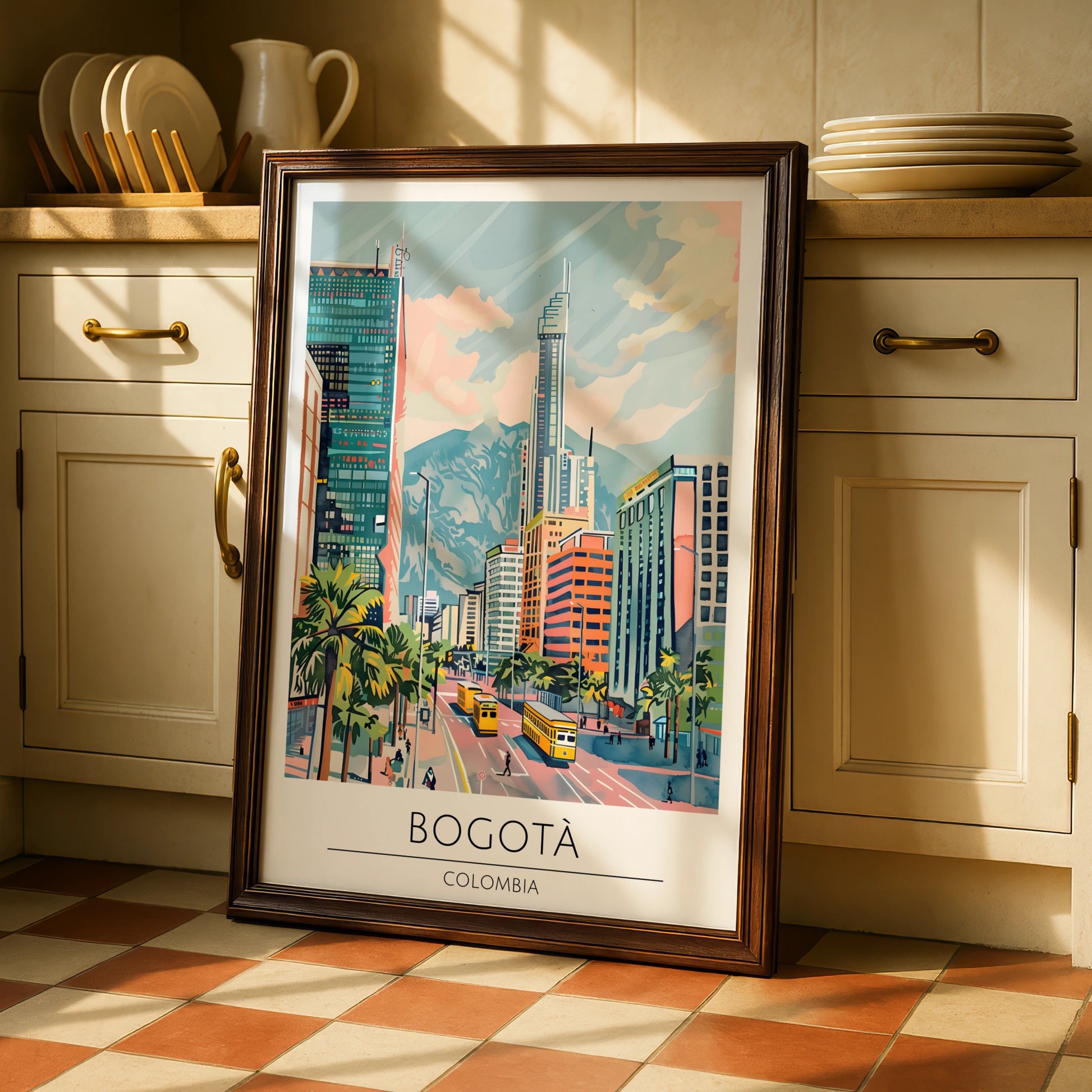 Bogota Art Print, Colombian City Poster, Urban Landscape Wall Decor, Vibrant Columbia Art, Modern
