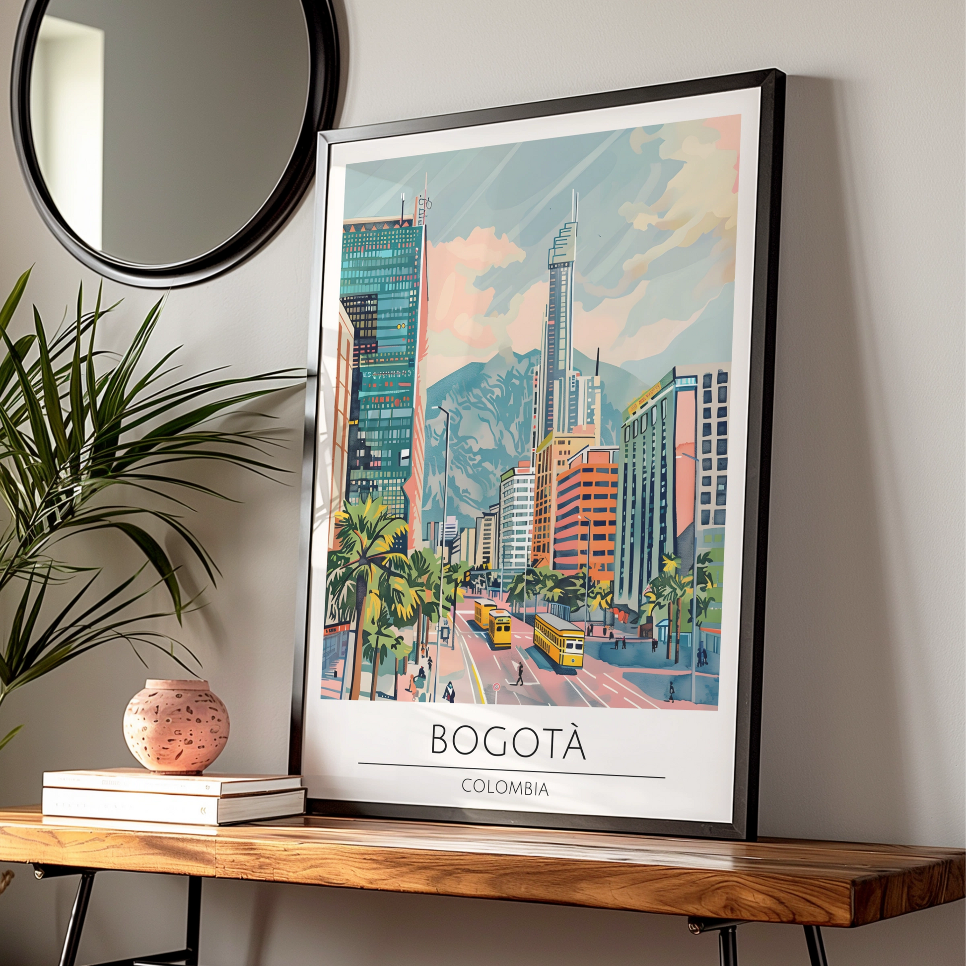 Bogota Art Print, Colombian City Poster, Urban Landscape Wall Decor, Vibrant Columbia Art, Modern