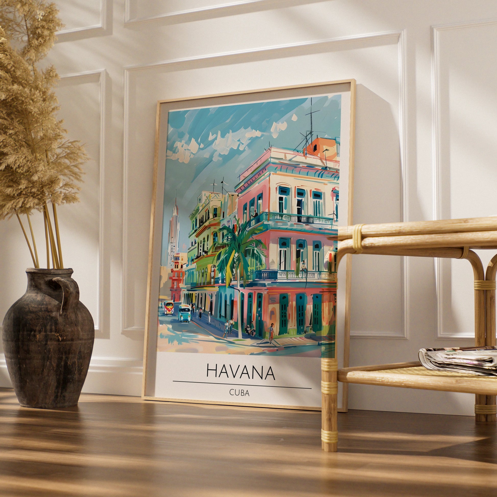 Vibrant Havana Cuba Poster, Colourful Art Print, Maximalist Urban Wall Decor, Travel Artwork