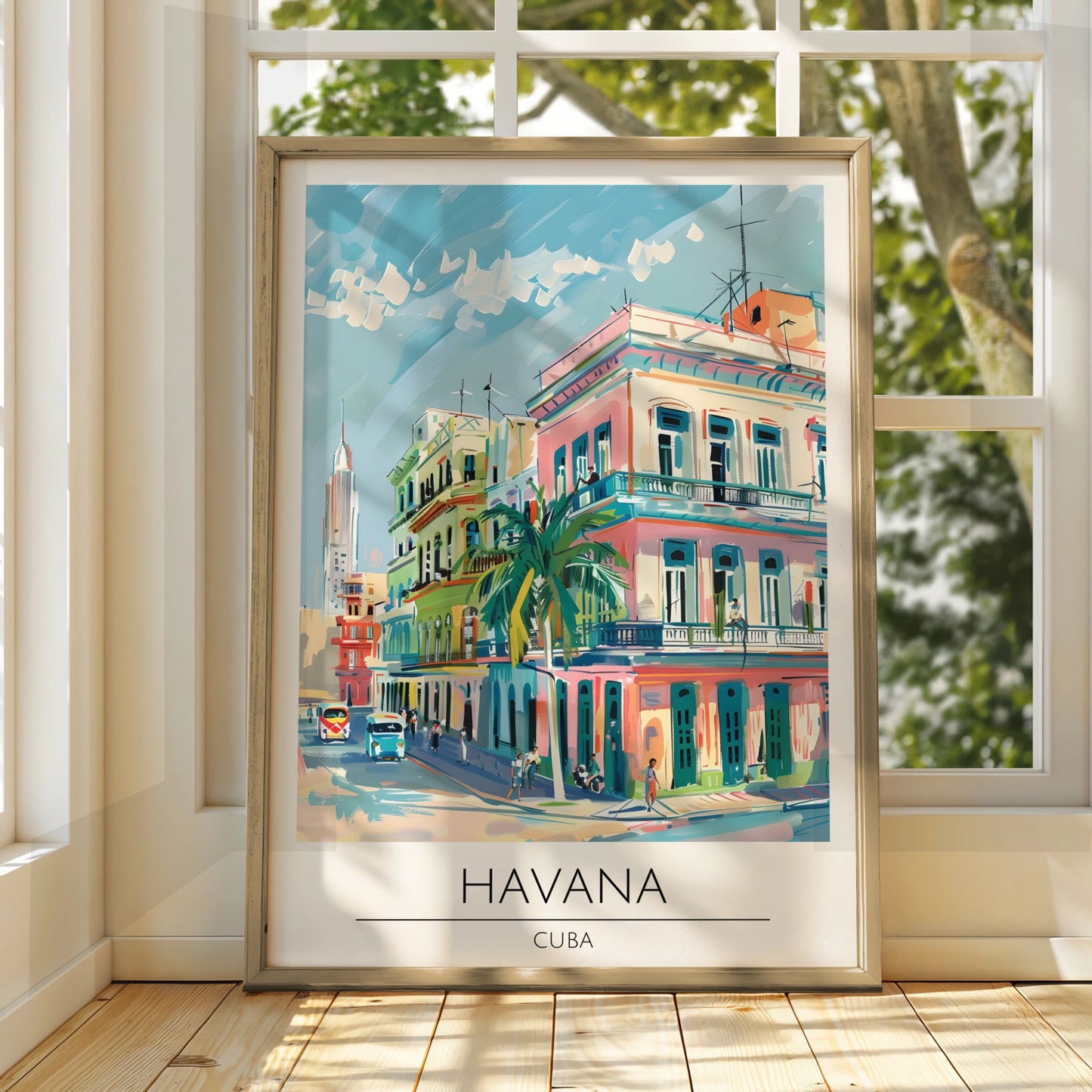 Vibrant Havana Cuba Poster, Colourful Art Print, Maximalist Urban Wall Decor, Travel Artwork