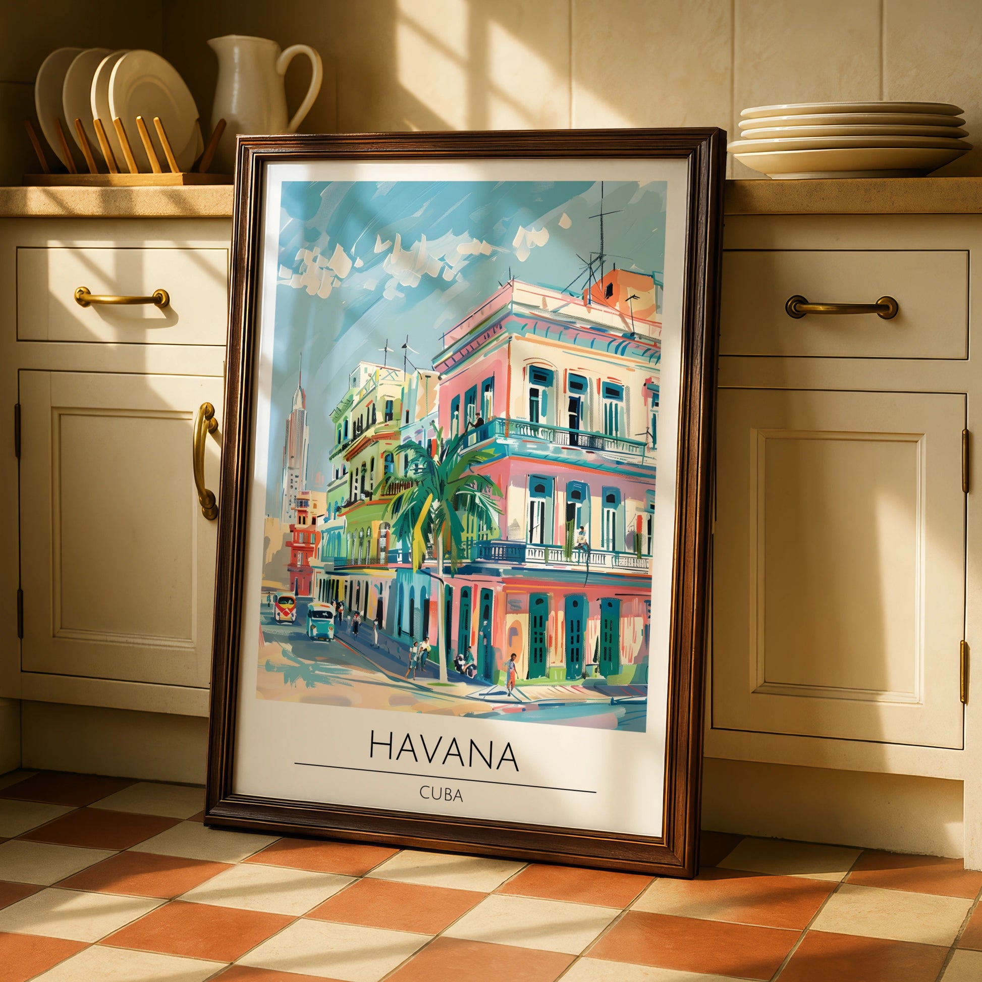 Vibrant Havana Cuba Poster, Colourful Art Print, Maximalist Urban Wall Decor, Travel Artwork
