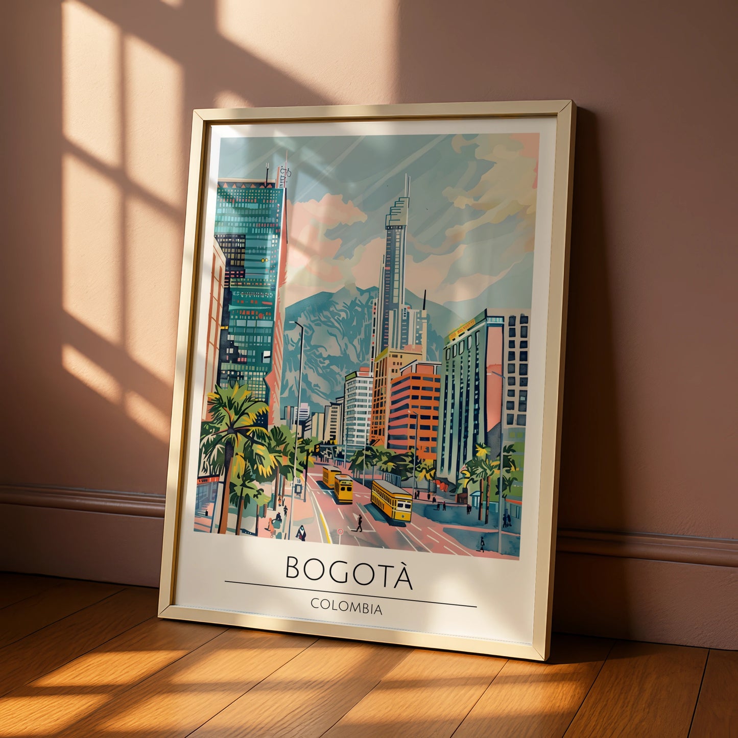 Bogota Art Print, Colombian City Poster, Urban Landscape Wall Decor, Vibrant Columbia Art, Modern