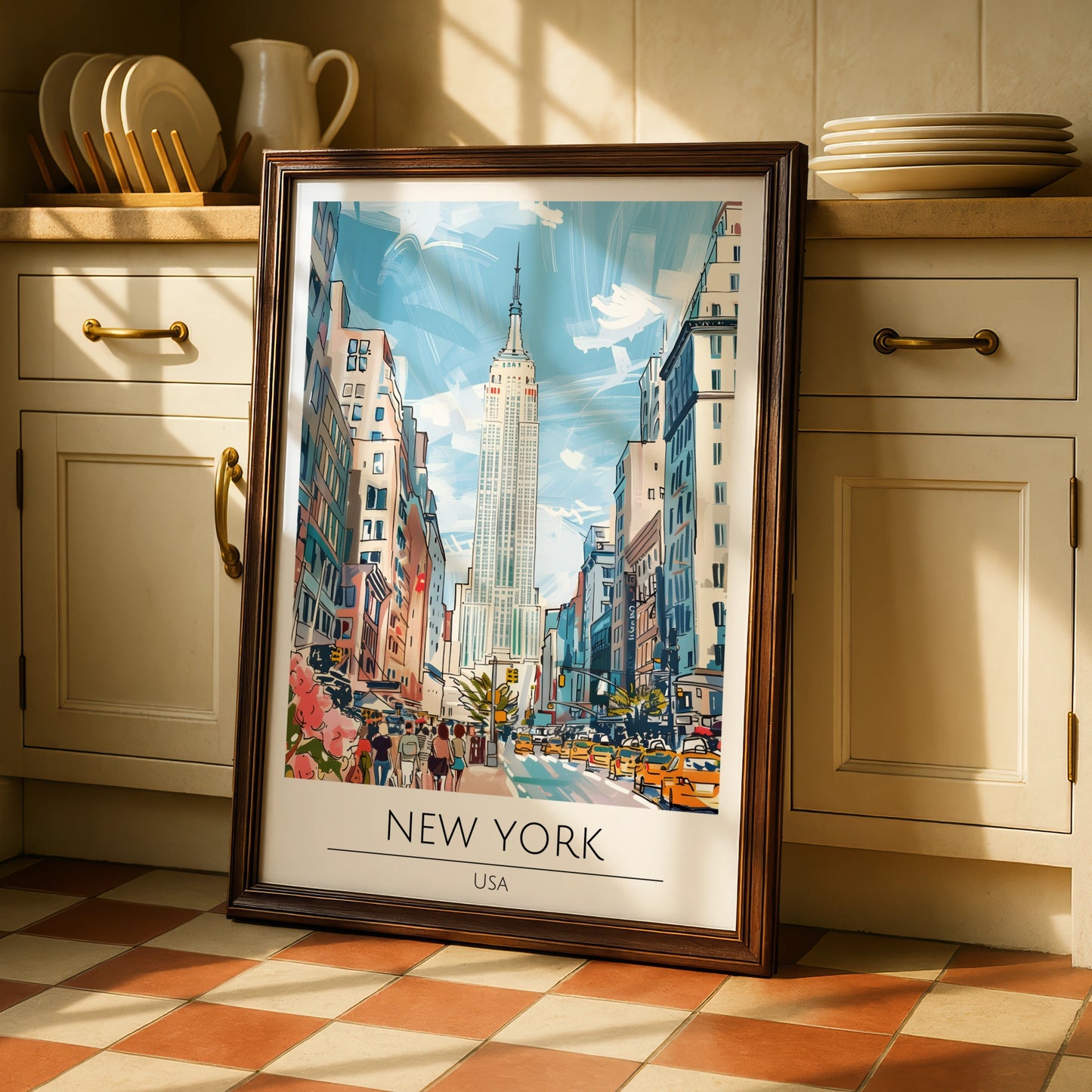 New York City Art Print, Empire State Building Poster, Urban Wall Art, NYC Skyline Decor, Colourful