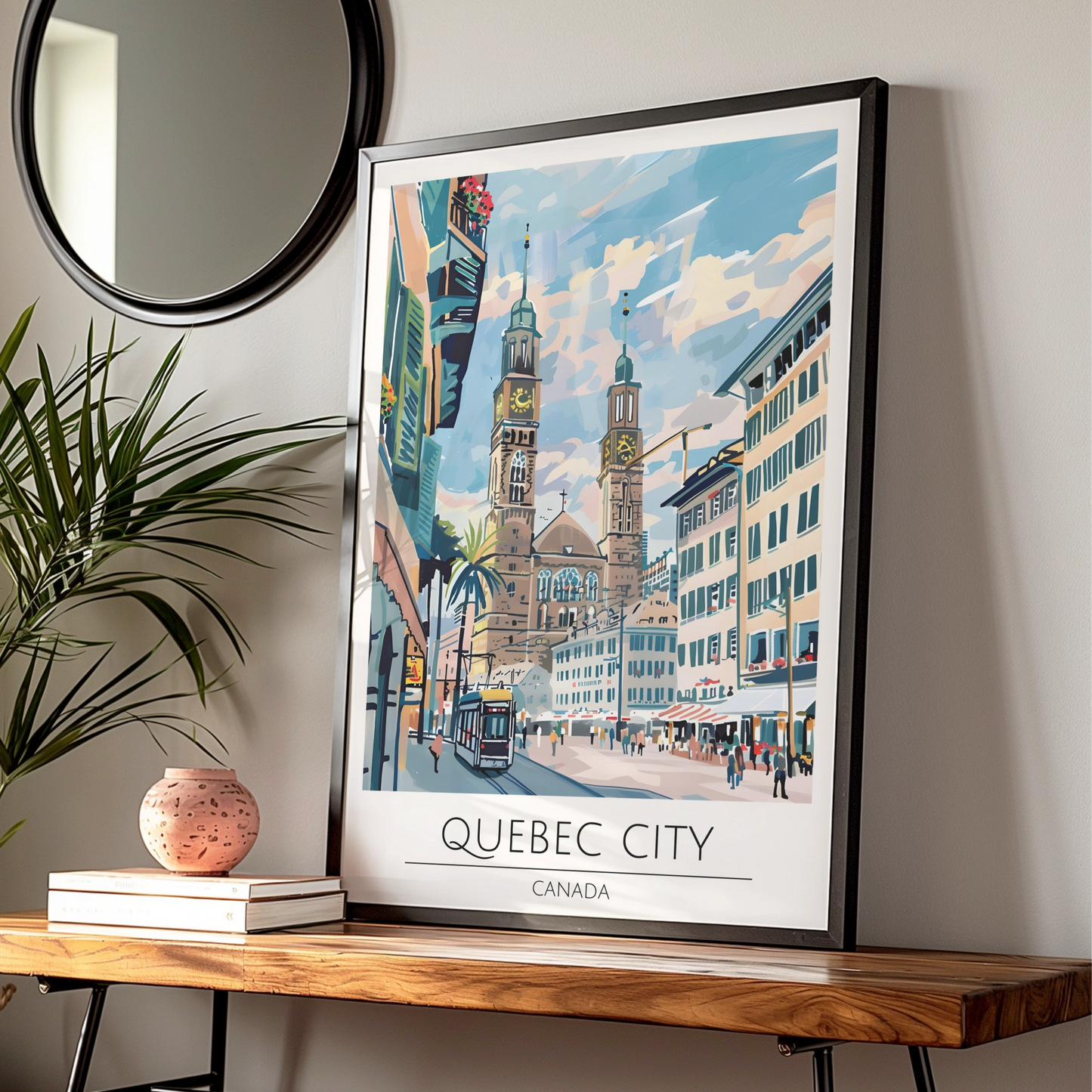 Quebec City Art Print, Colourful Cityscape, Canadian Landmark Poster, Modern Wall Decor