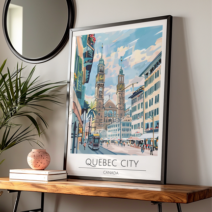 Quebec City Art Print, Colourful Cityscape, Canadian Landmark Poster, Modern Wall Decor