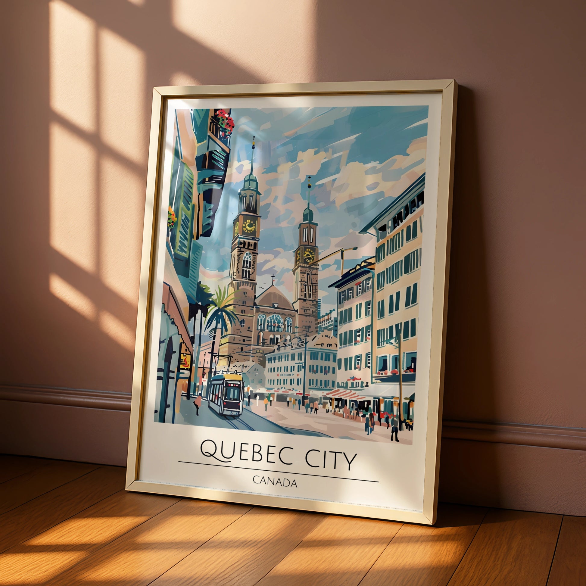 Quebec City Art Print, Colourful Cityscape, Canadian Landmark Poster, Modern Wall Decor